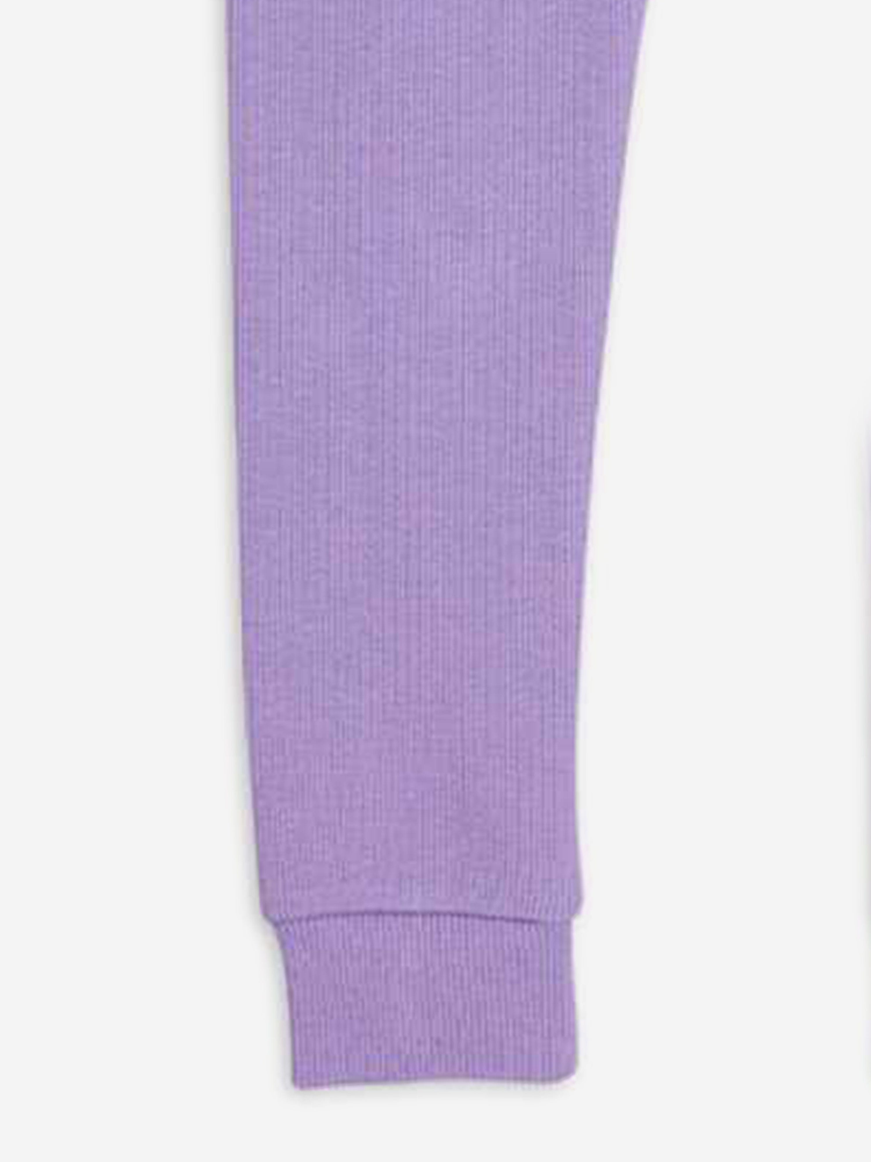 Girls Solid Rib Leggings in Purple