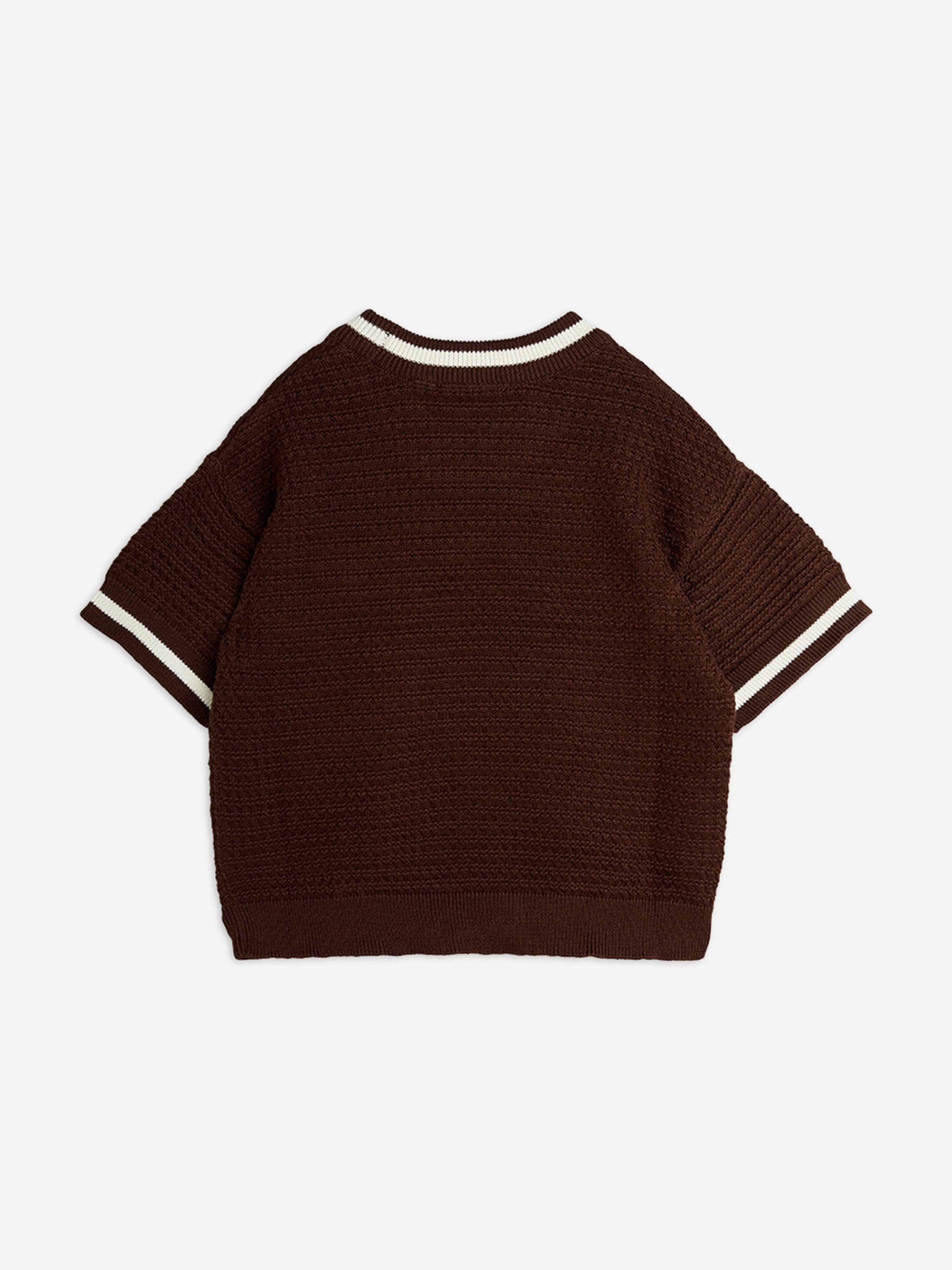T-shirt en tricot au crochet motif lézard pour enfants, marron