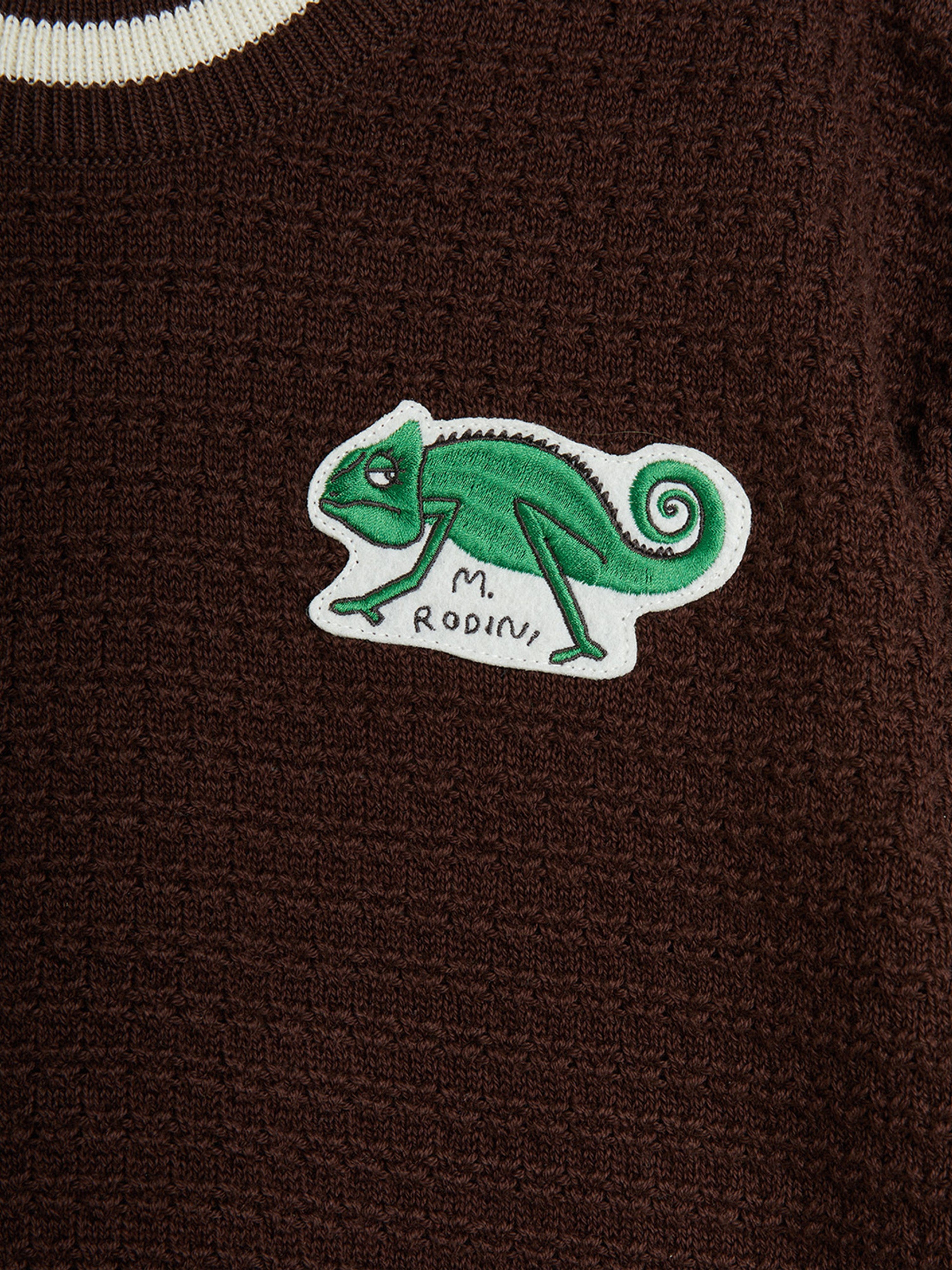 T-shirt en tricot au crochet motif lézard pour enfants, marron