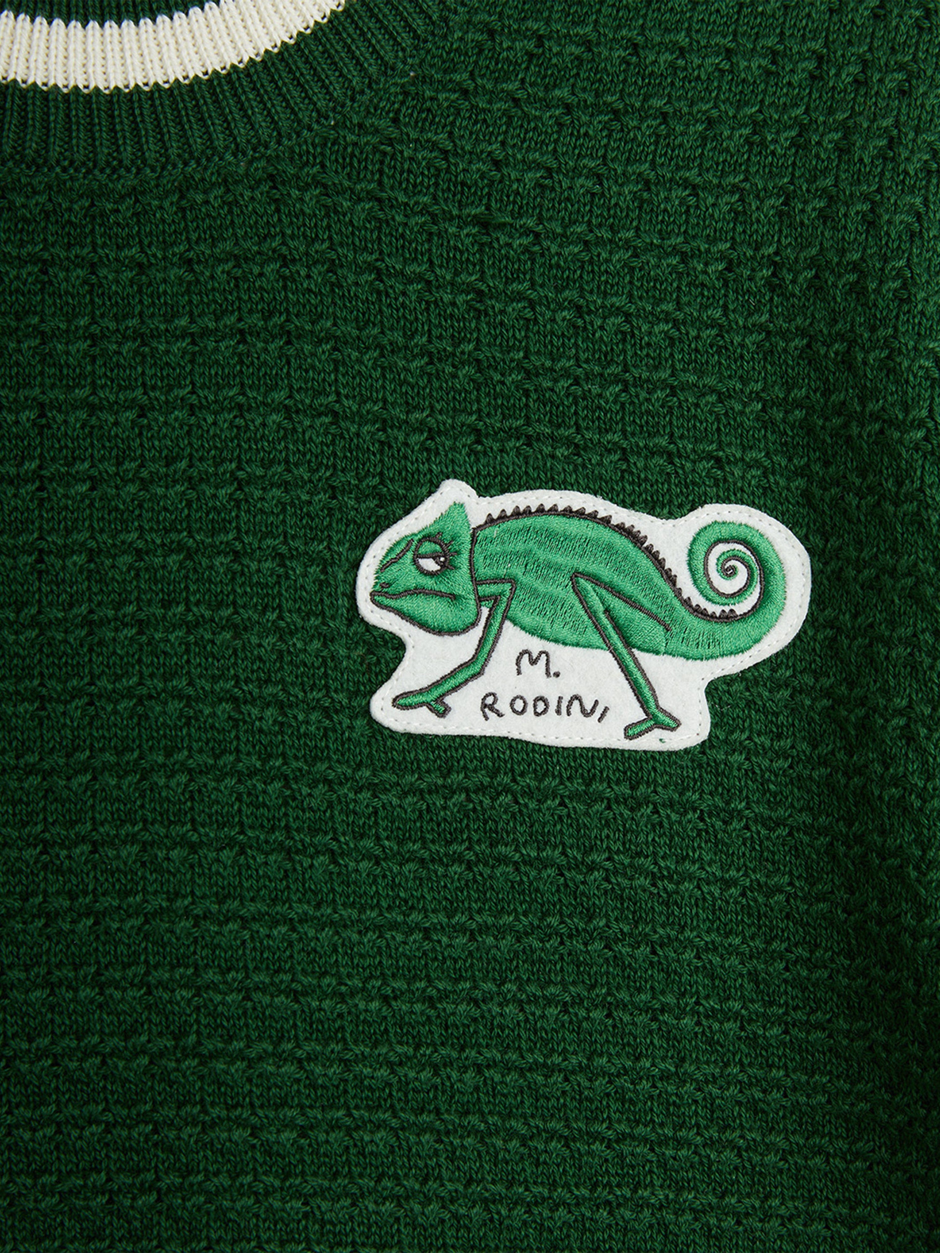 T-shirt en tricot vert avec motif lézard pour enfant