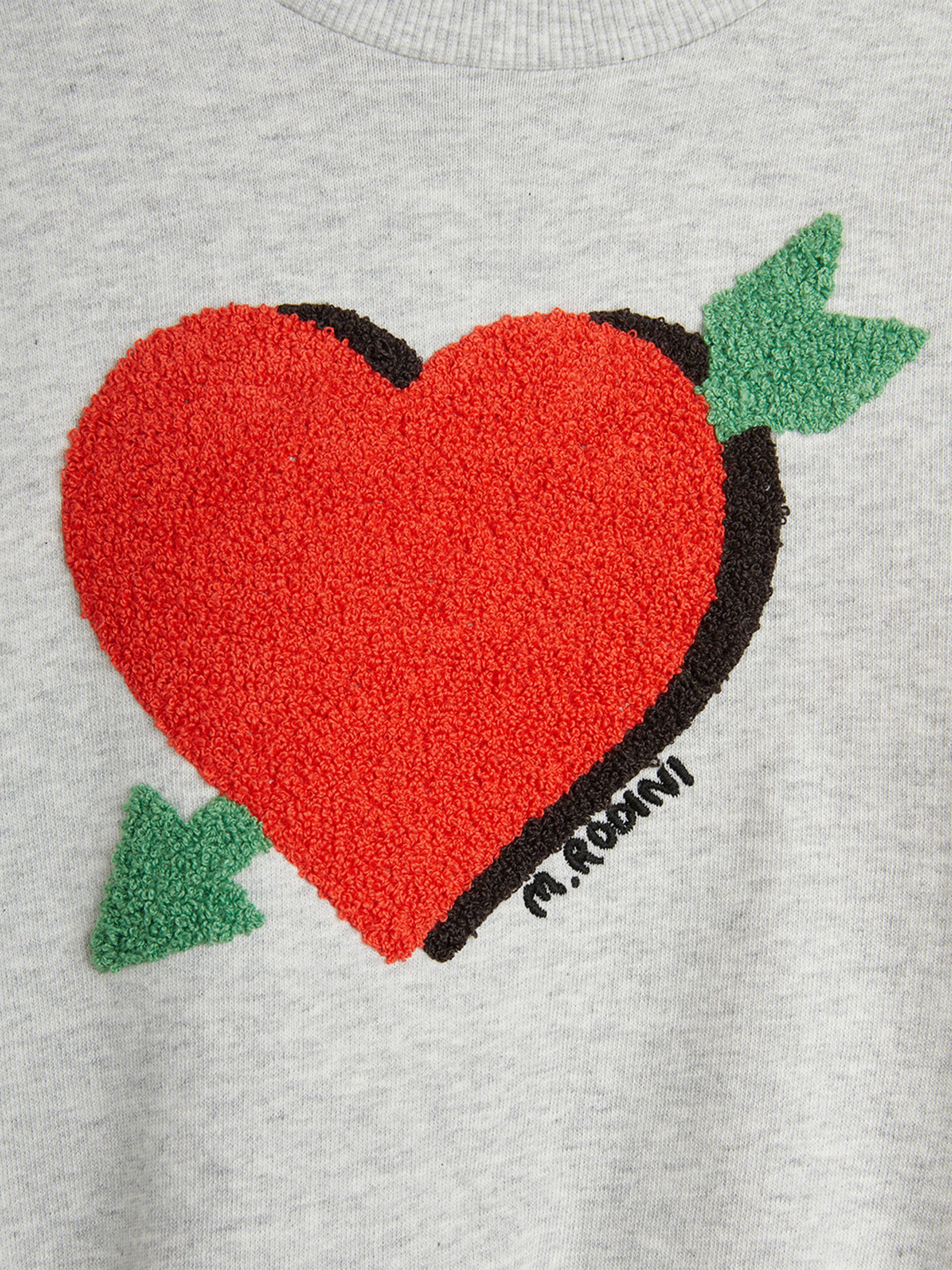 Sweat-shirt en chenille à cœur fléché gris pour fille