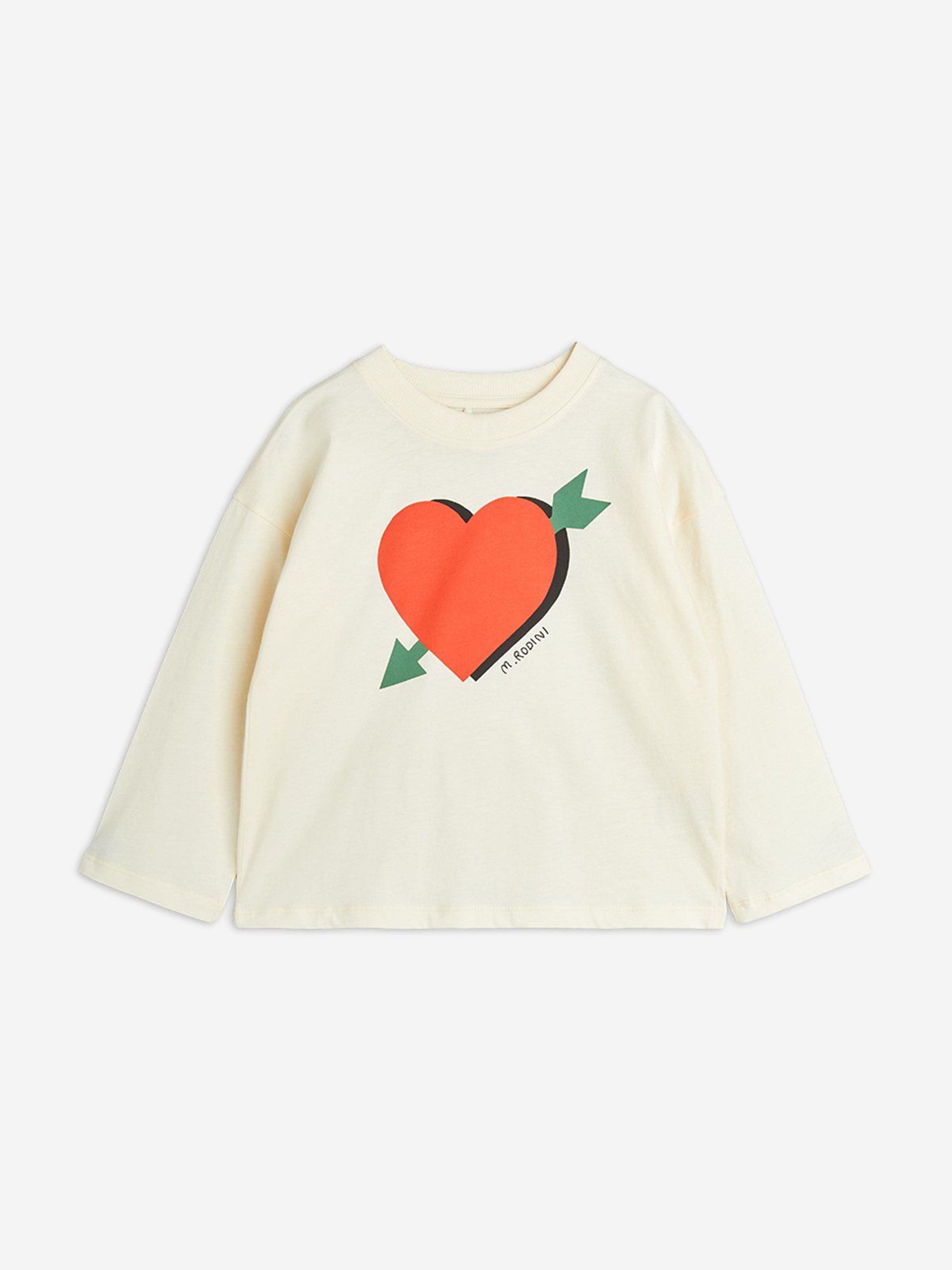 Girls Arrowed Heart Long Sleeve T-Shirt in Ivory
