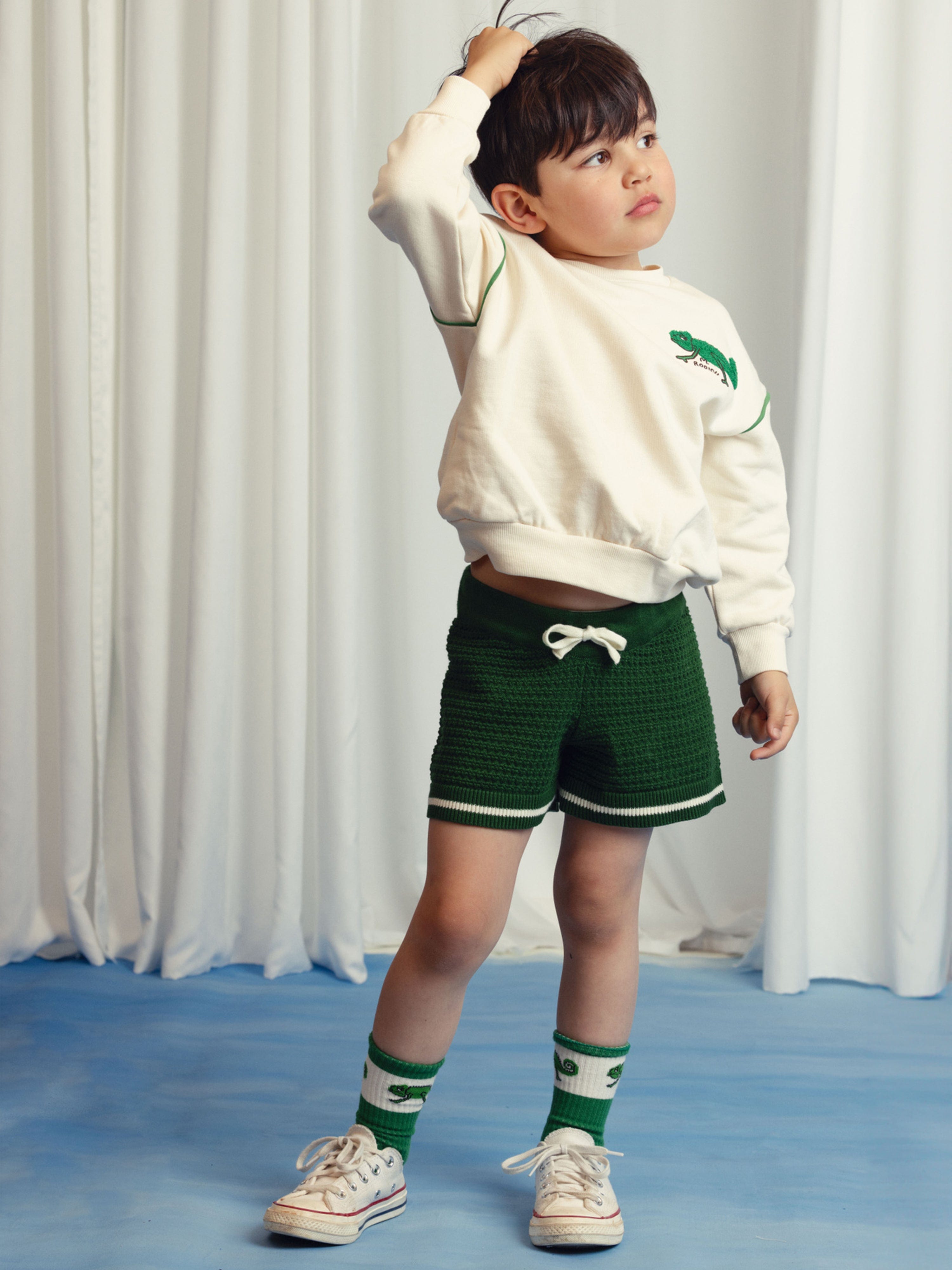 Boys Lizard Chenille Sweatshirt in Ivory
