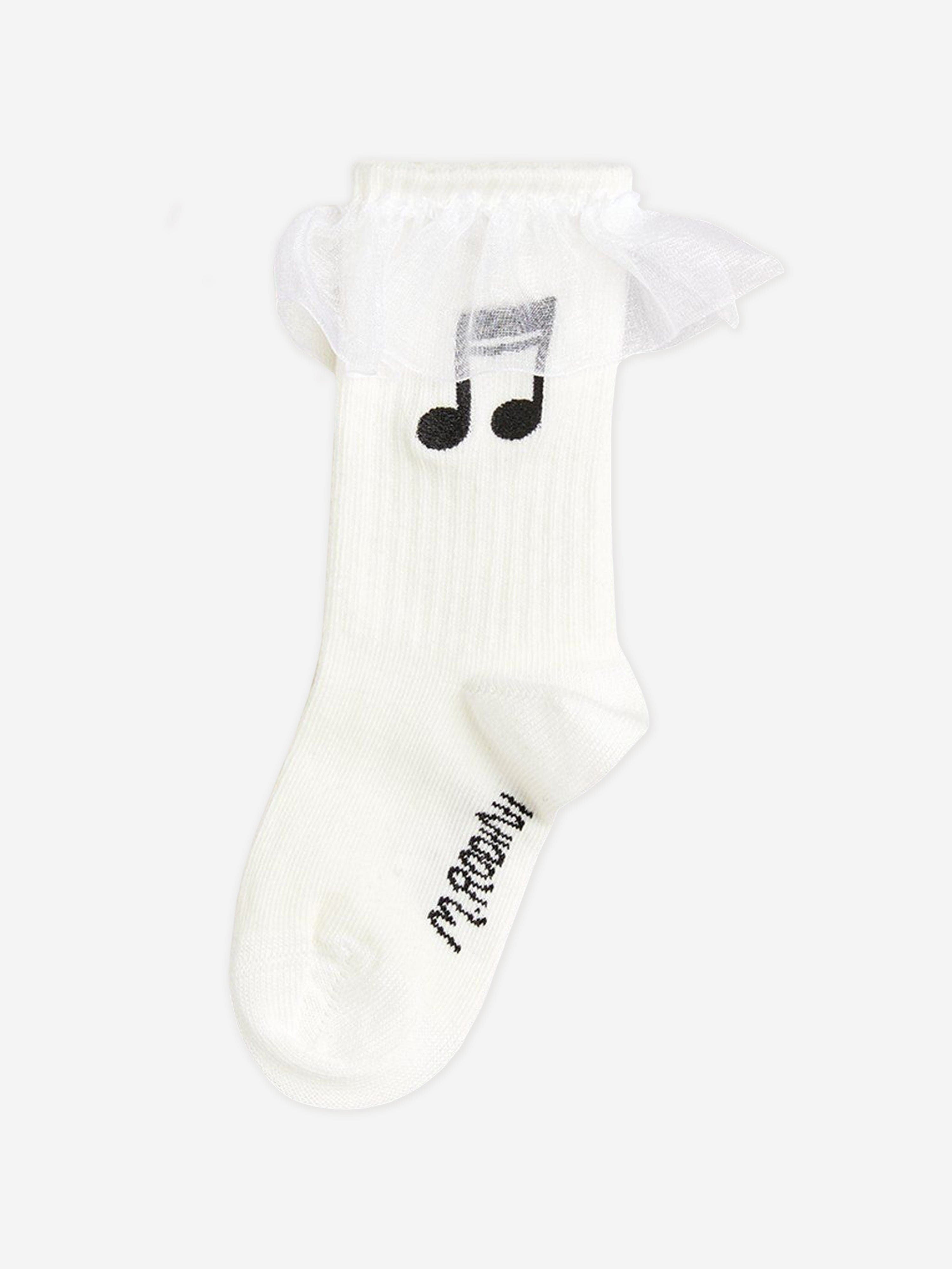 Girls Note Frill Socks in White