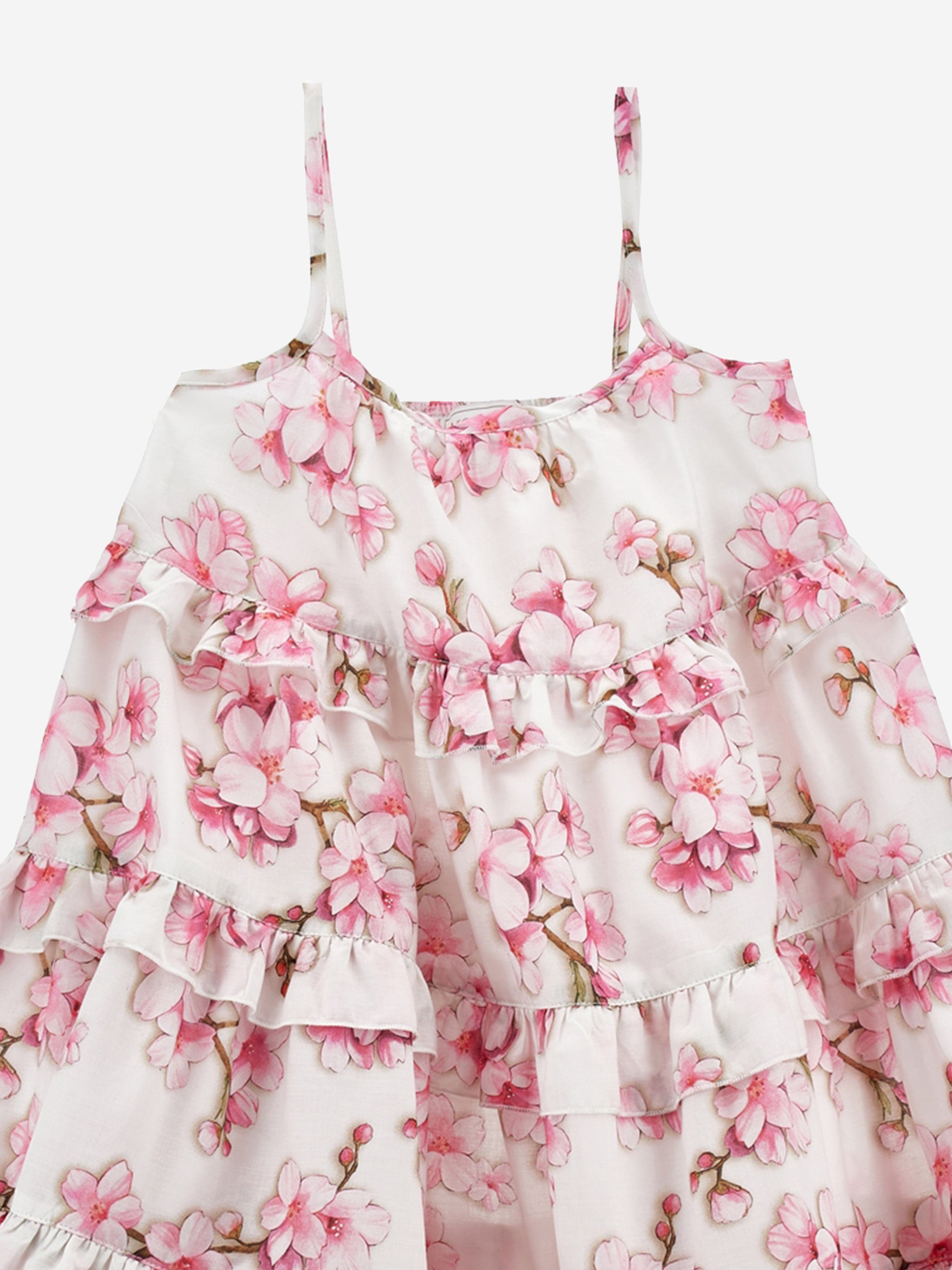 Girls Peach Blossom Sun Dress in White