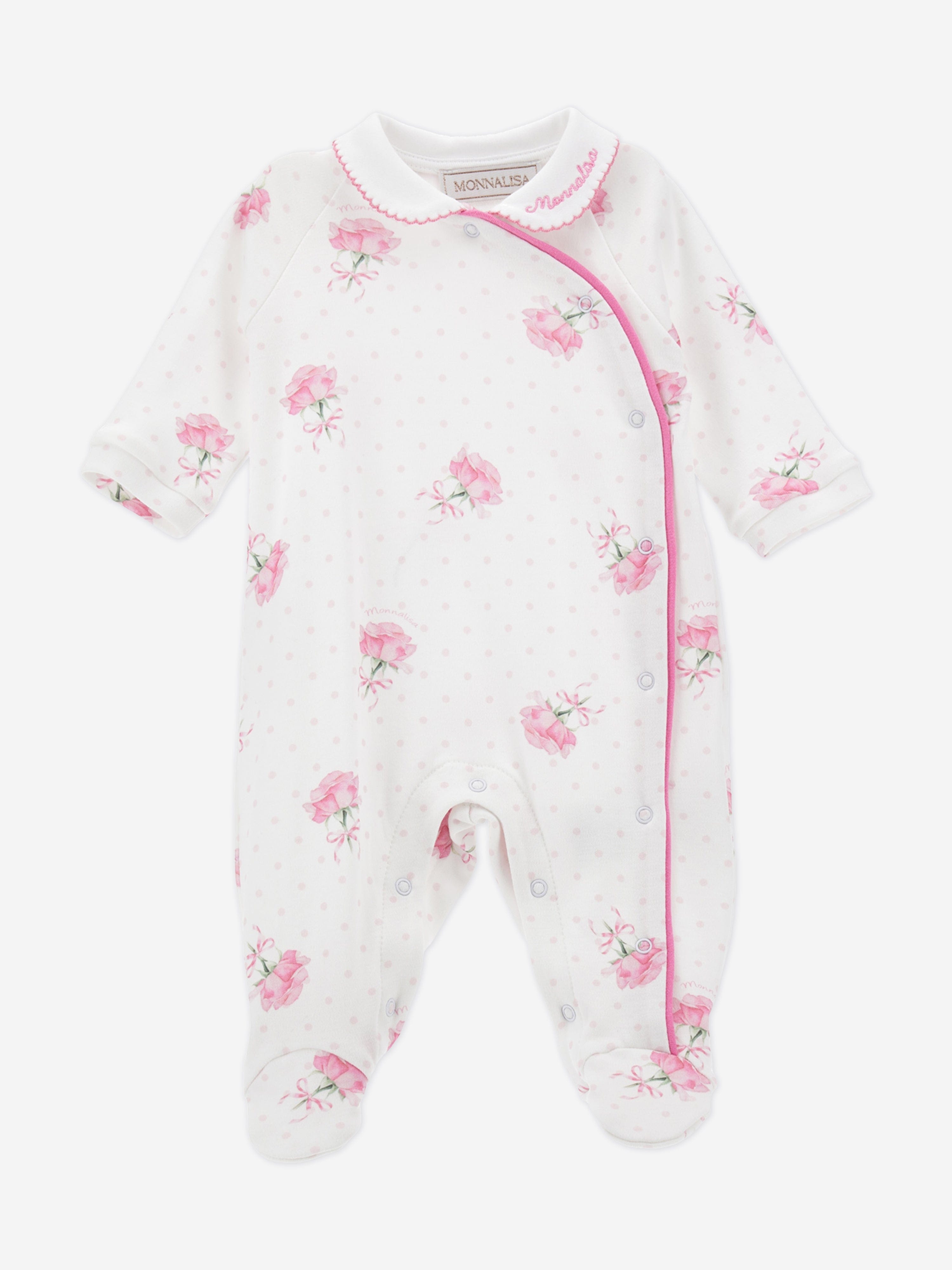 Baby Girls Rose Print Babygrow in White