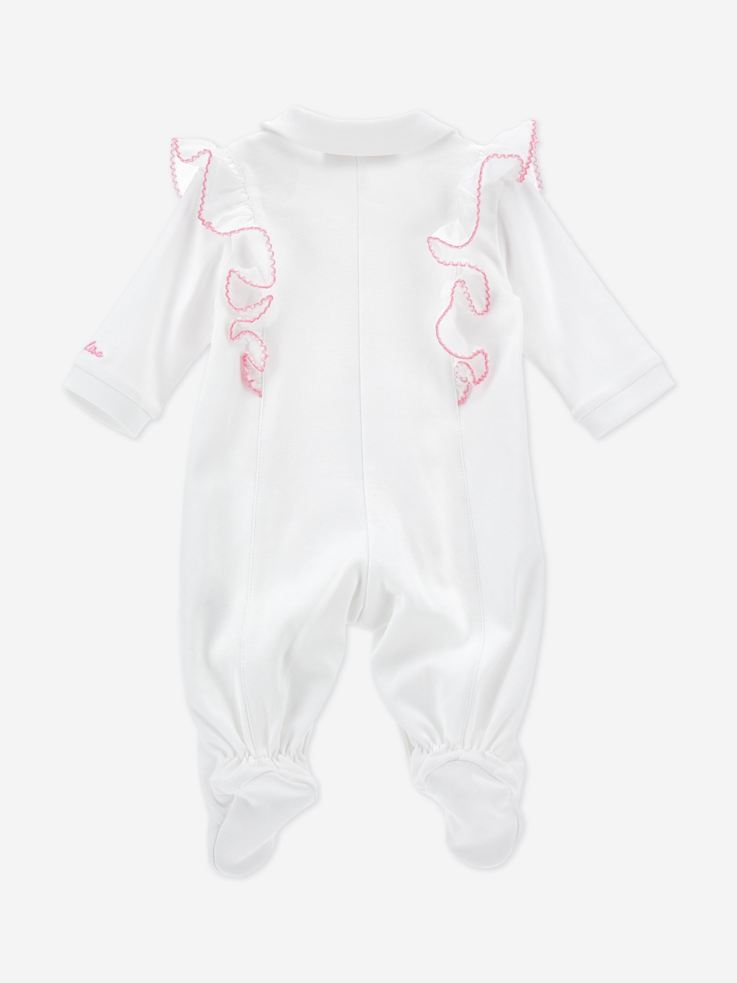 Baby Girls Rose Babygrow in White
