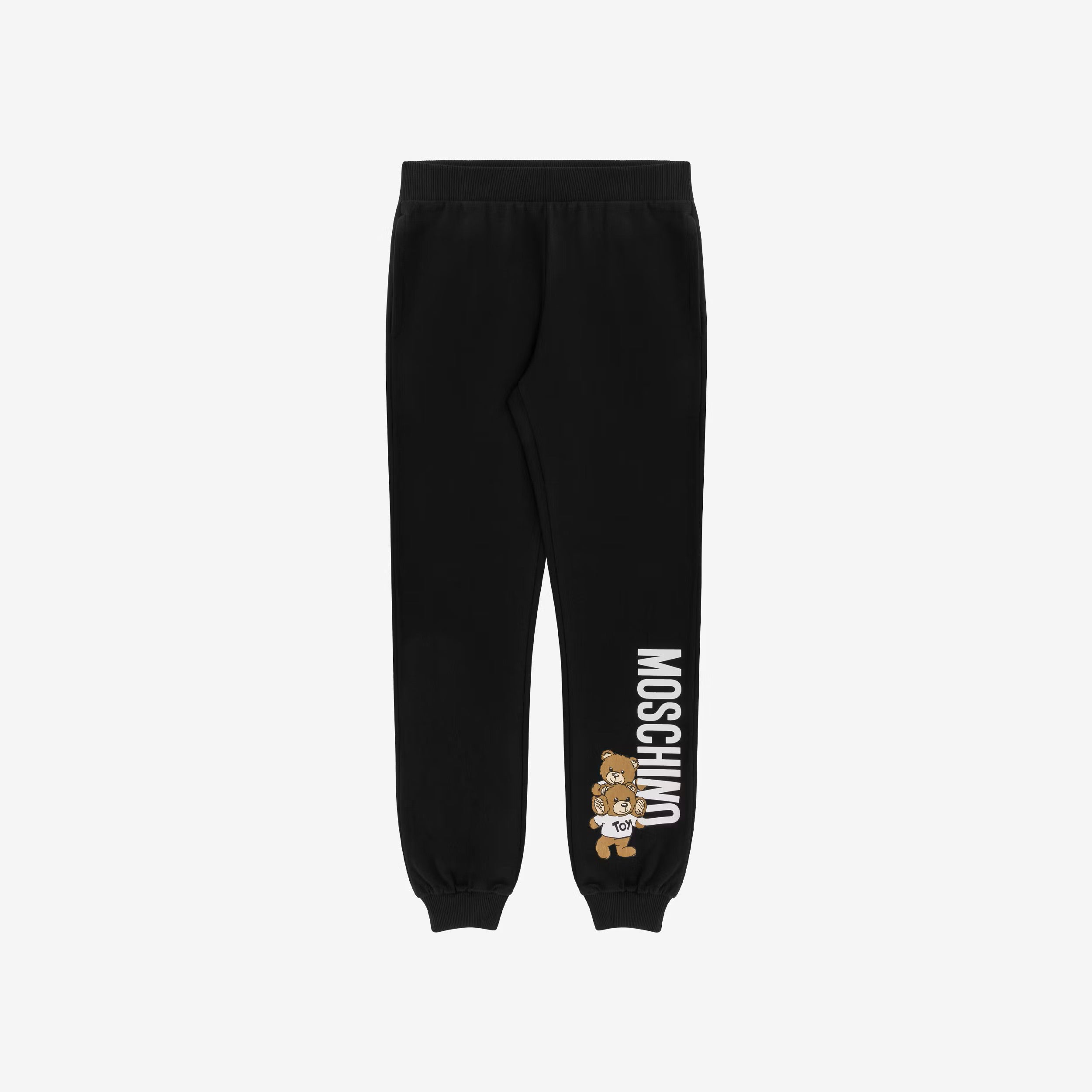 Boys & Girls Black Printed Logo Cotton Trousers