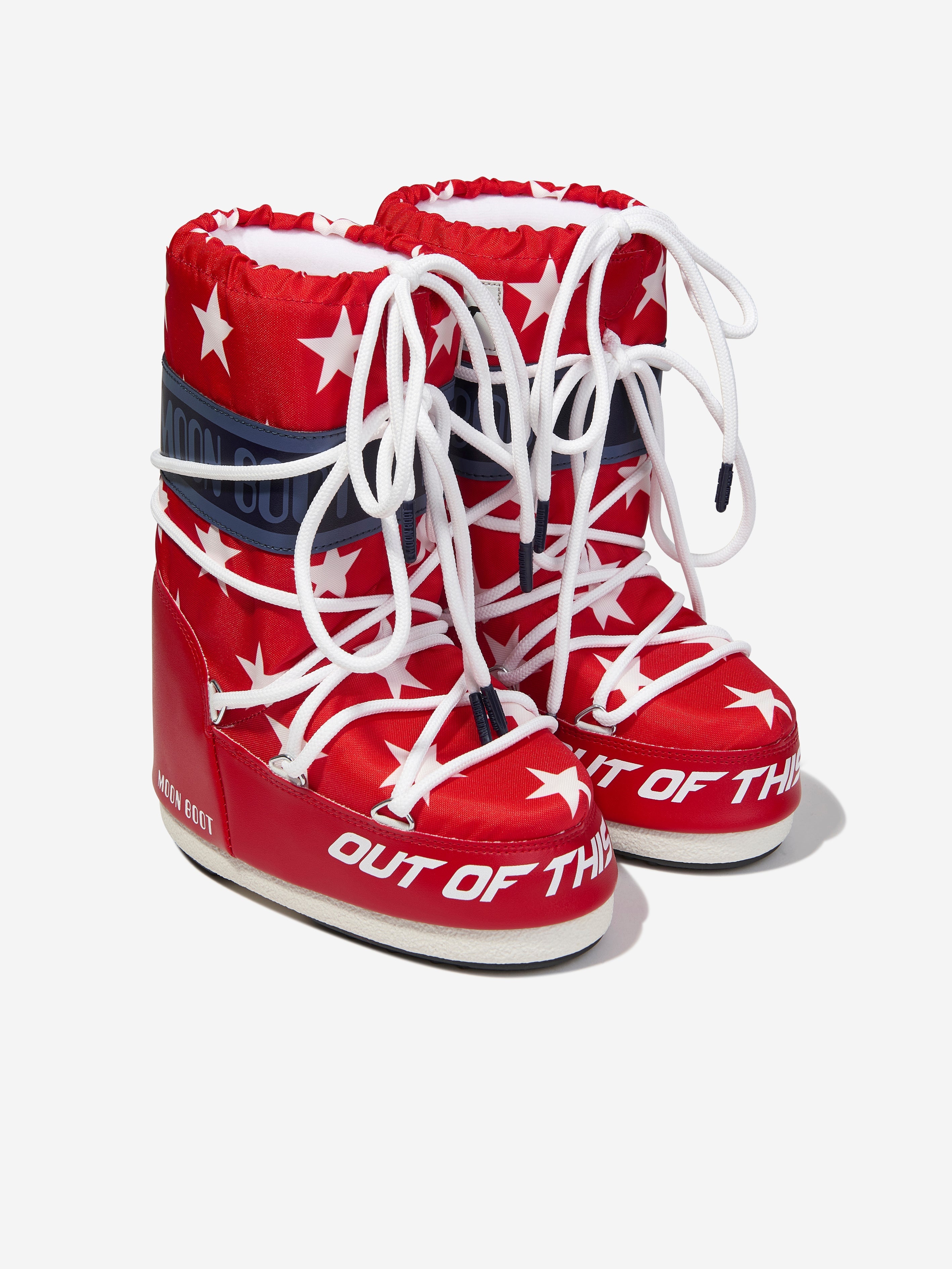 Kids Icon Retro Biker Stars Snow Boots in Red