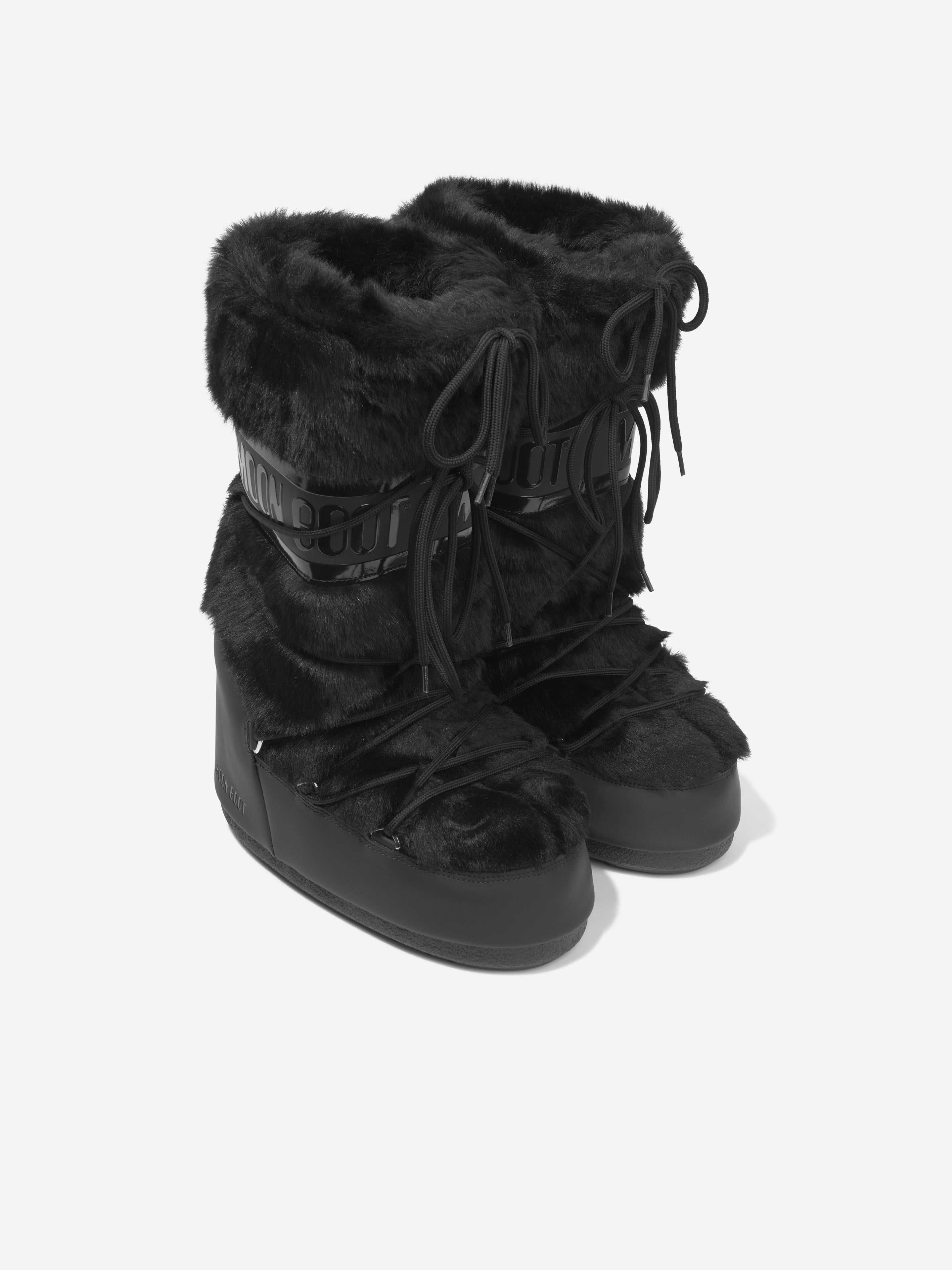 Kids Icon Faux Fur Snow Boots in Black
