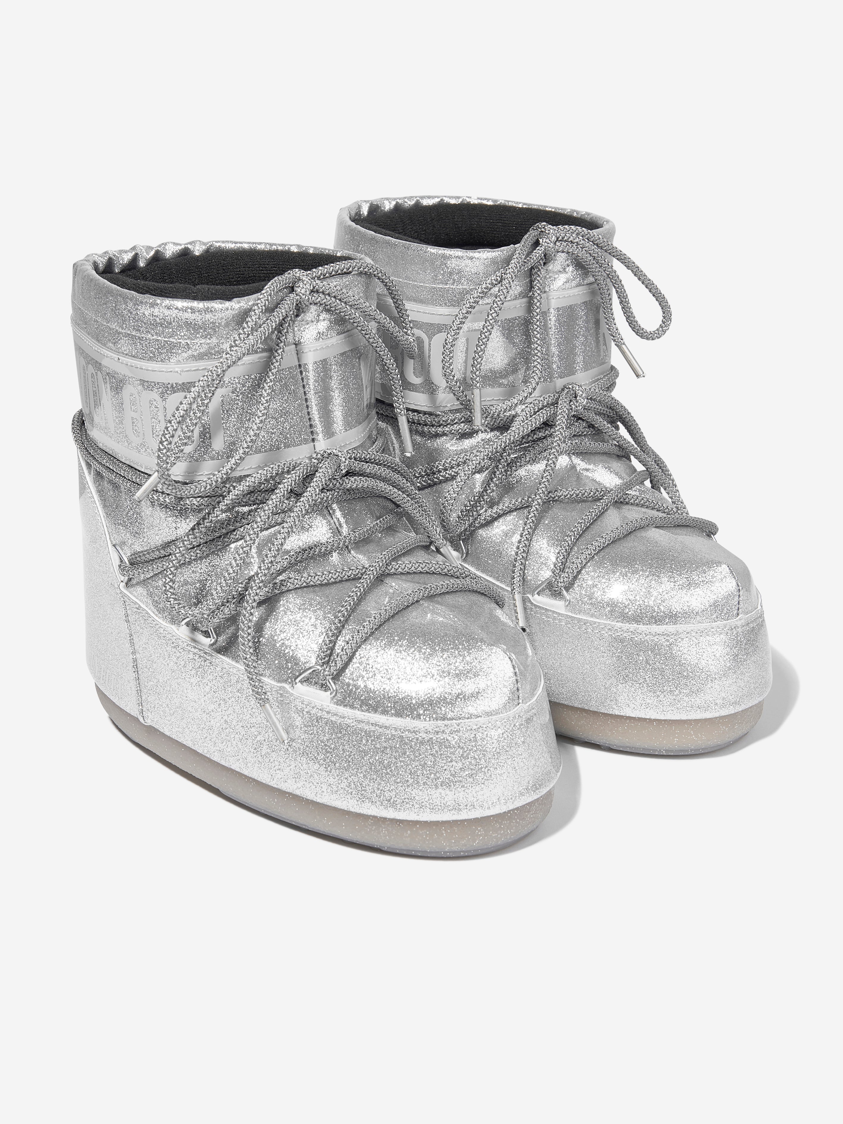 Kids Icon Low Glitter Snow Boots in Silver