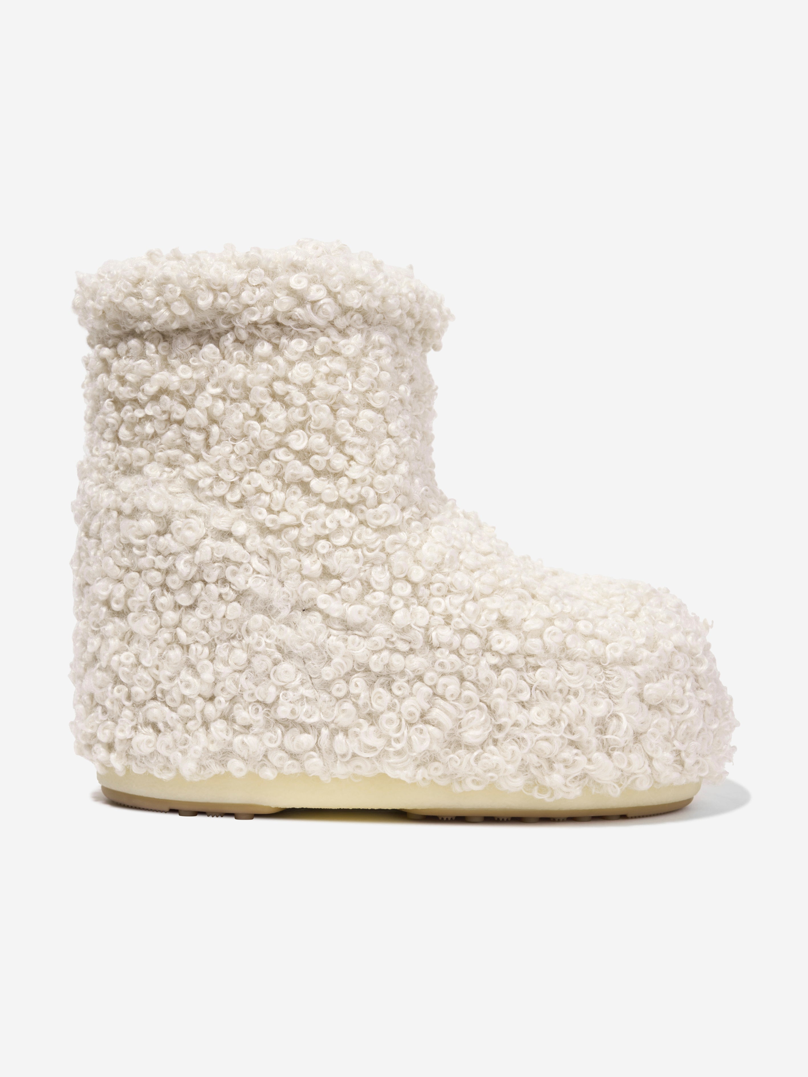 Kids Icon Low Faux Curly Boots in Ivory