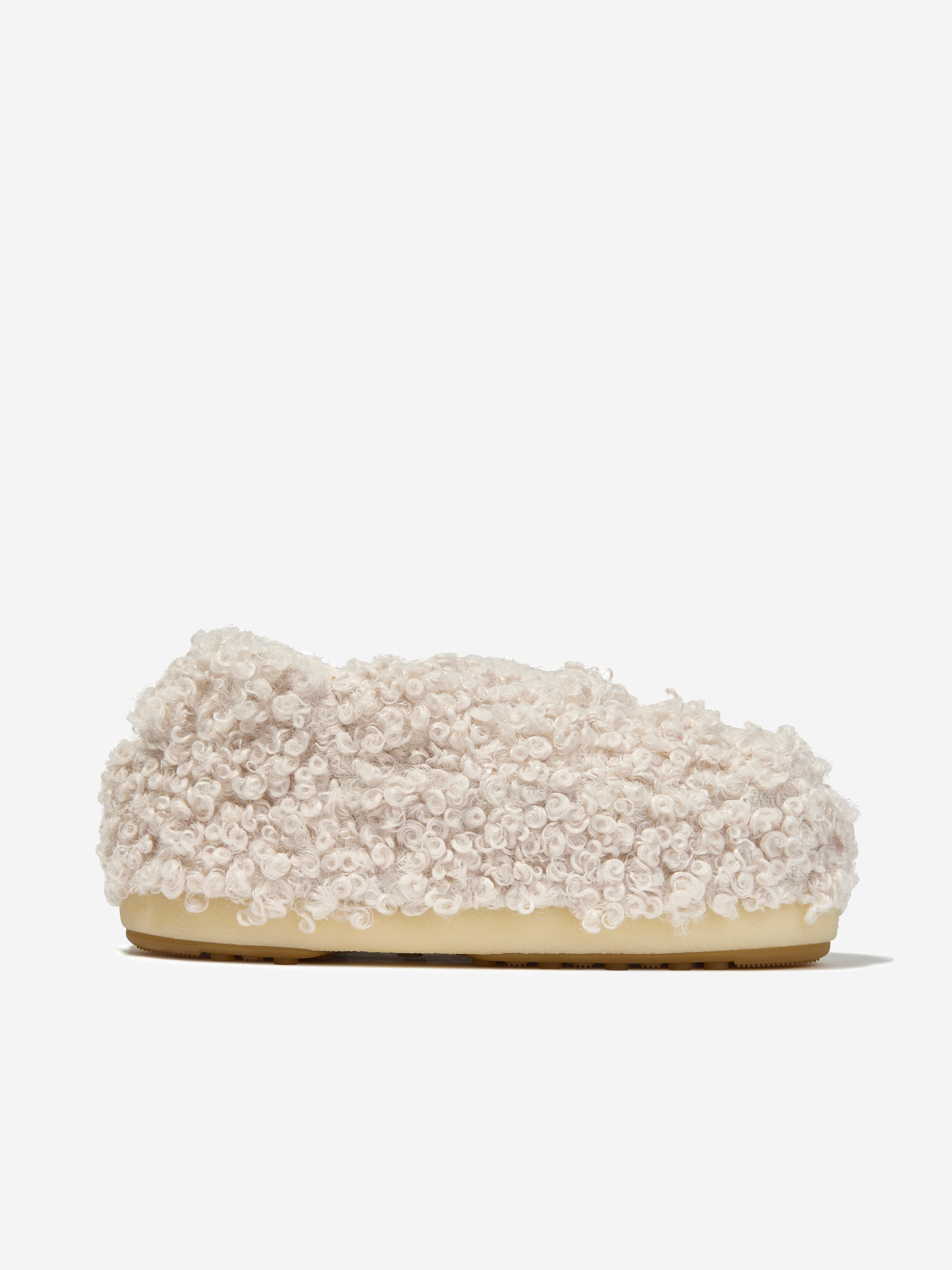 Kids Faux Curly Sandals in Ivory