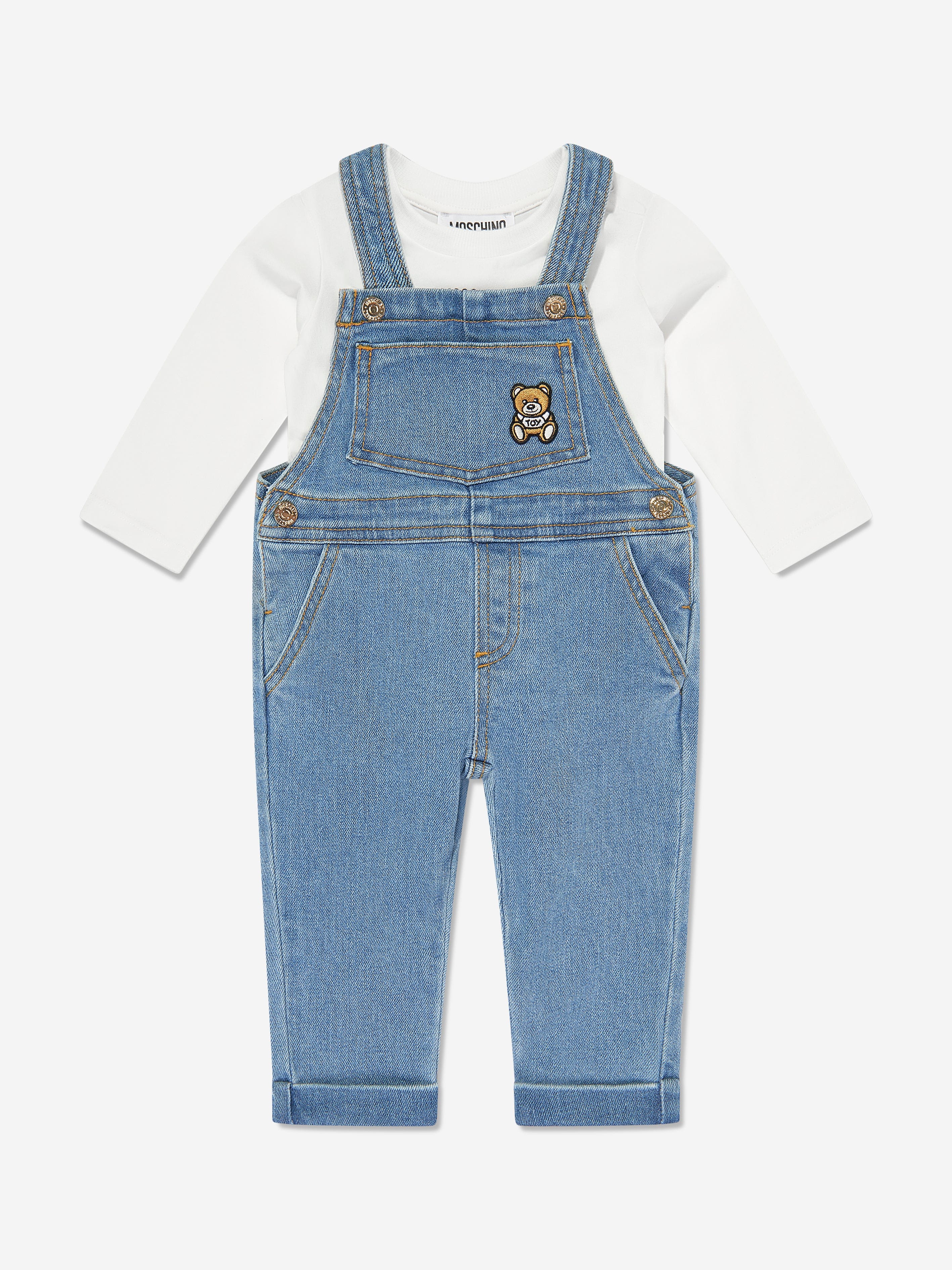 Moschino Baby Boys T-Shirt And Dungarees Set in Blue