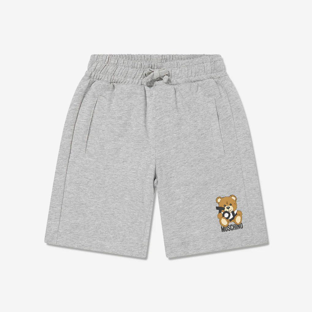 Boys Grey Printed Cotton Shorts