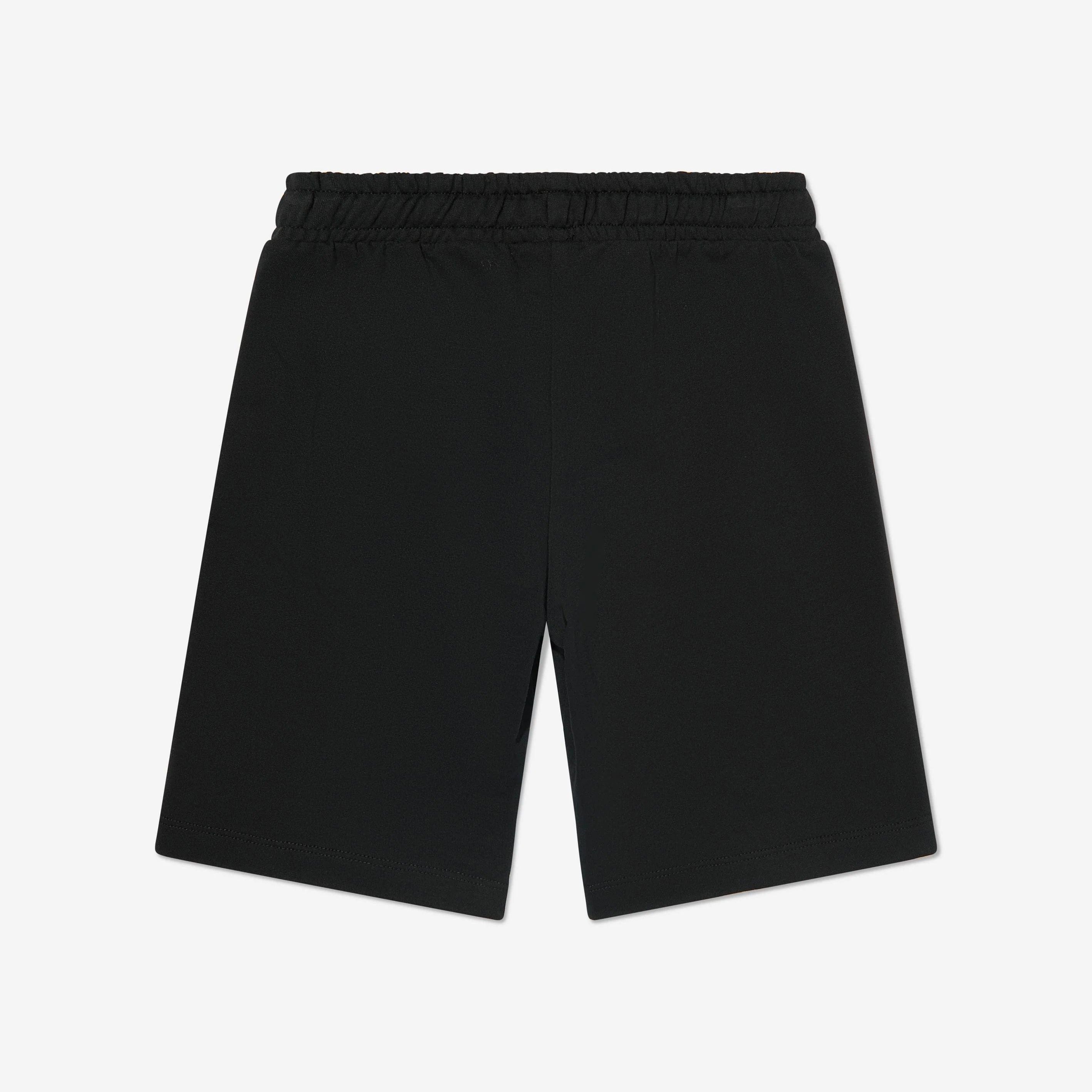 Boys Black Printed Cotton Shorts