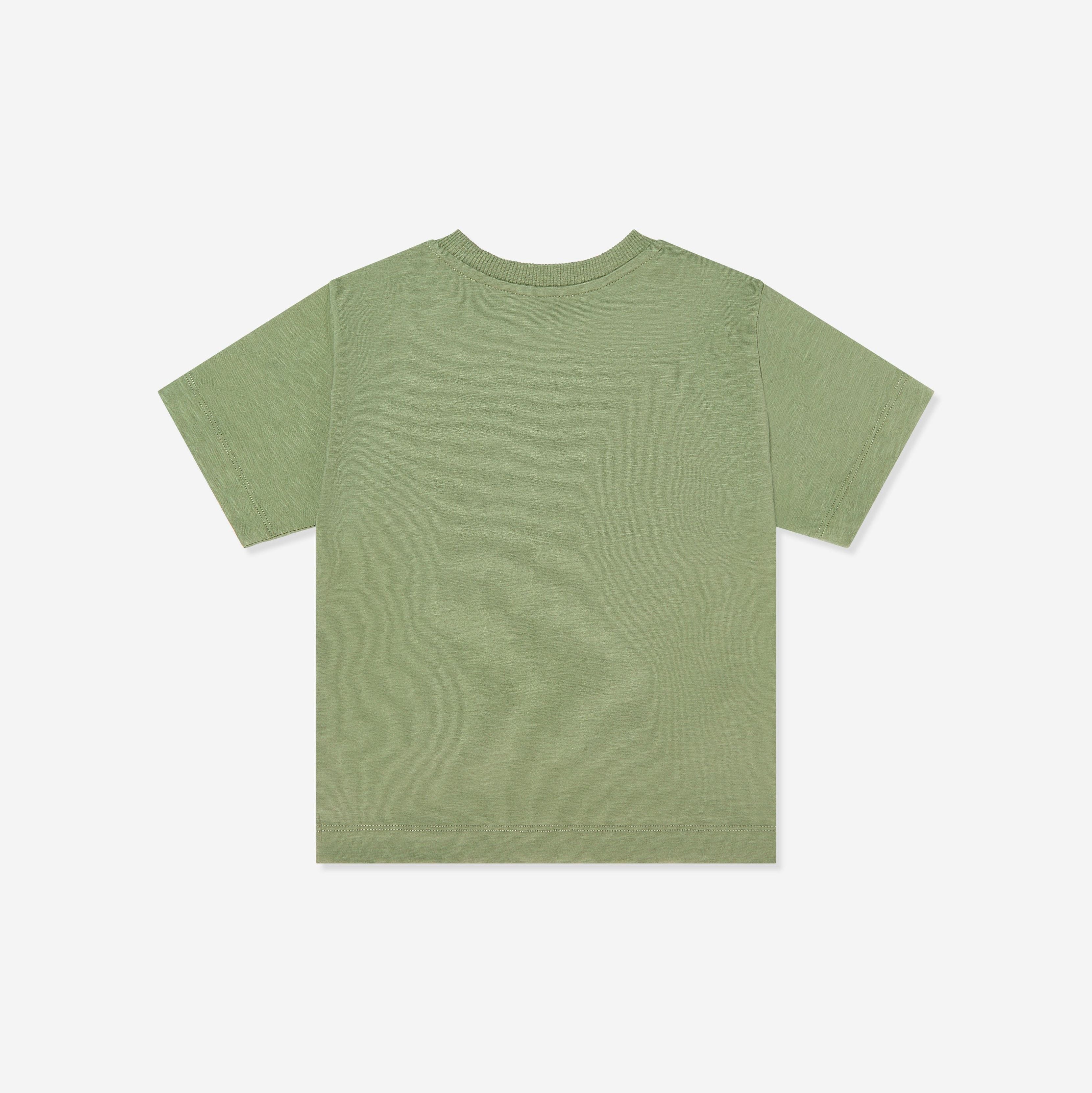 Boys & Girls Green Printed Cotton T-Shirt