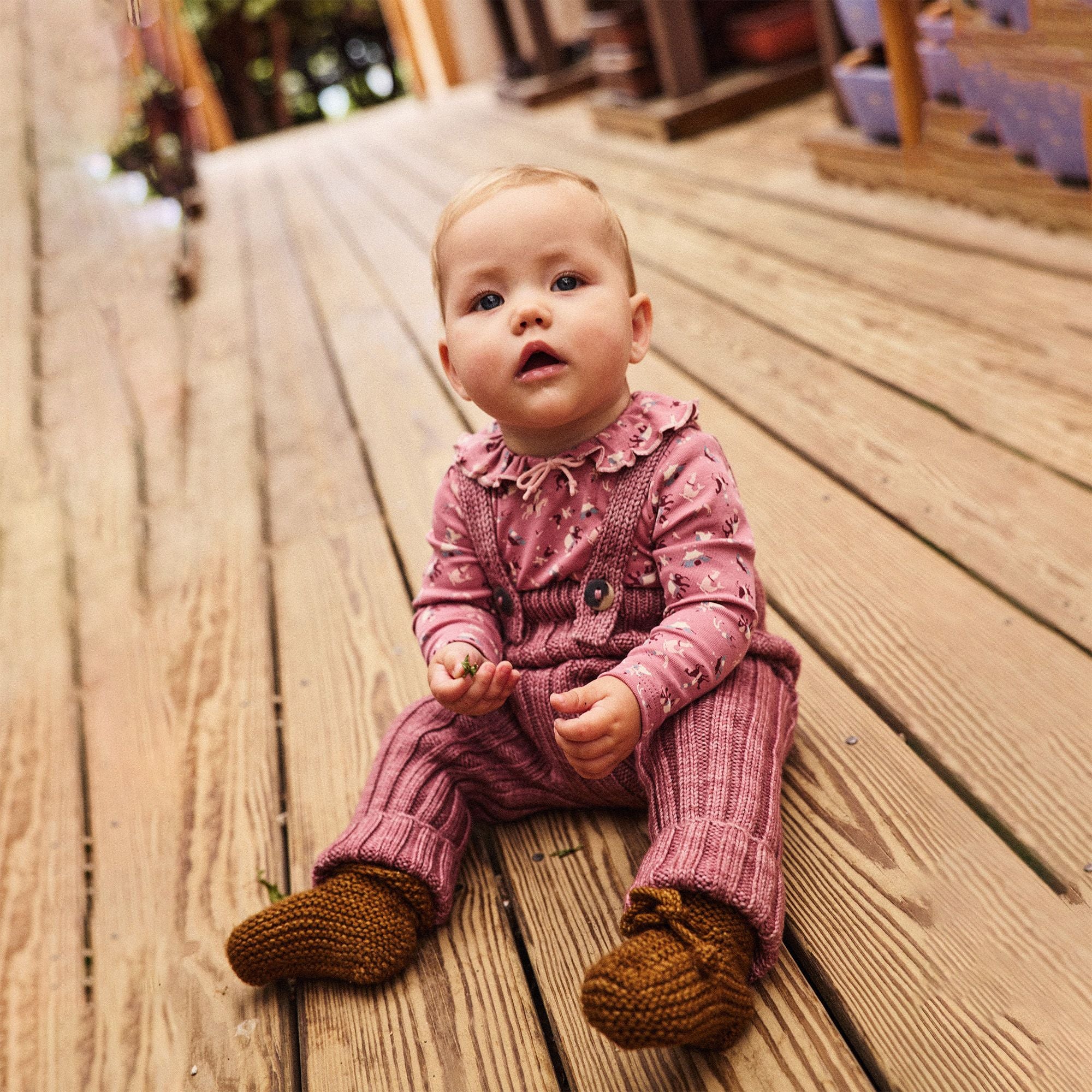 Baby Girls Pink Printed Cotton Babysuit