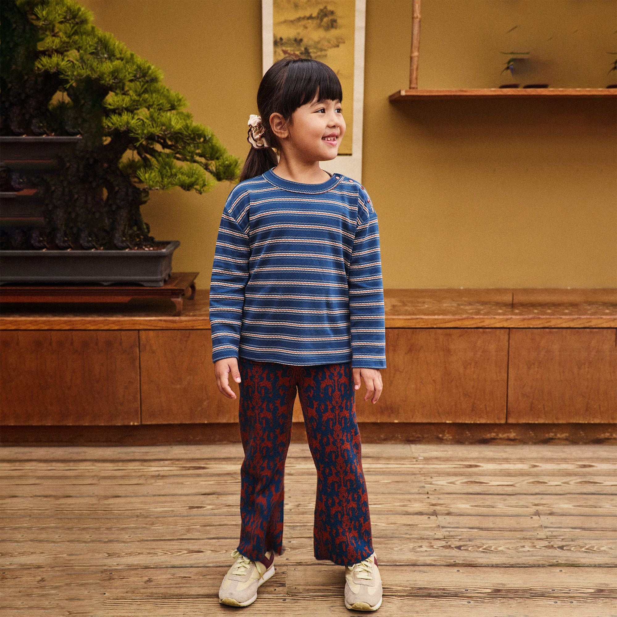 Boys & Girls Blue Jacquard Wool Trousers