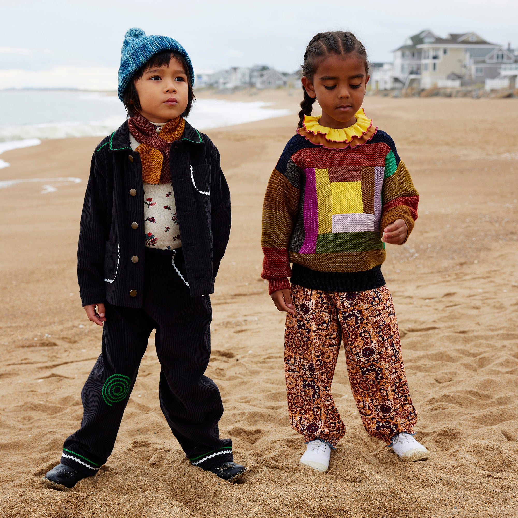 Manteau en velours côtelé noir pour garçons et filles