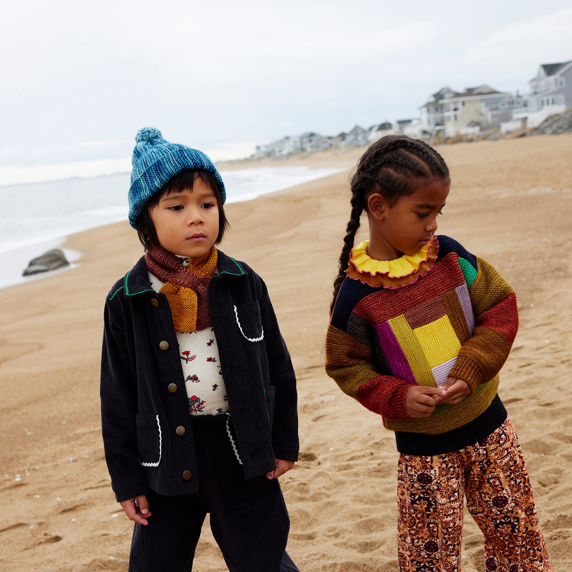 Manteau en velours côtelé noir pour garçons et filles