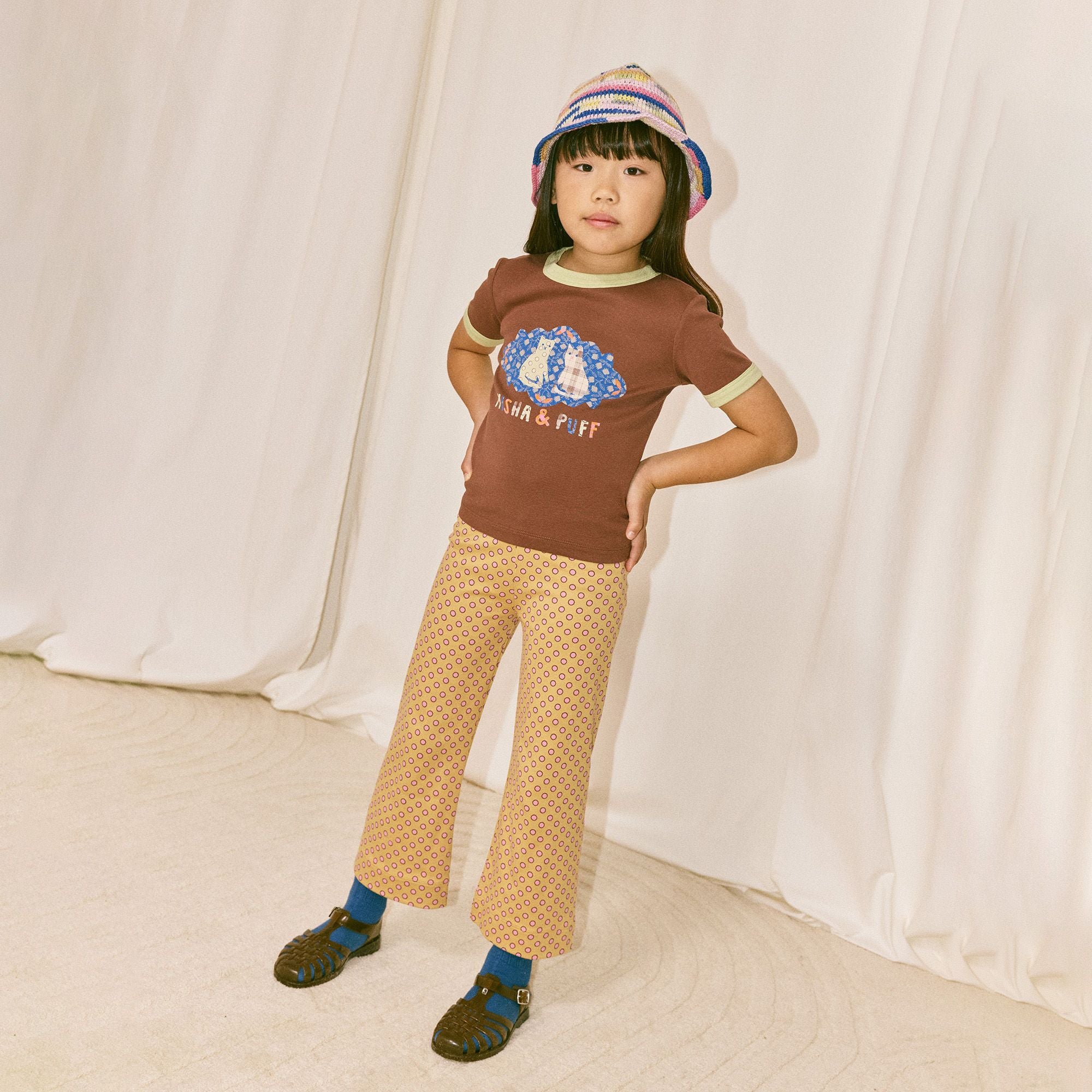 Boys & Girls Brown Printed Cotton T-Shirt
