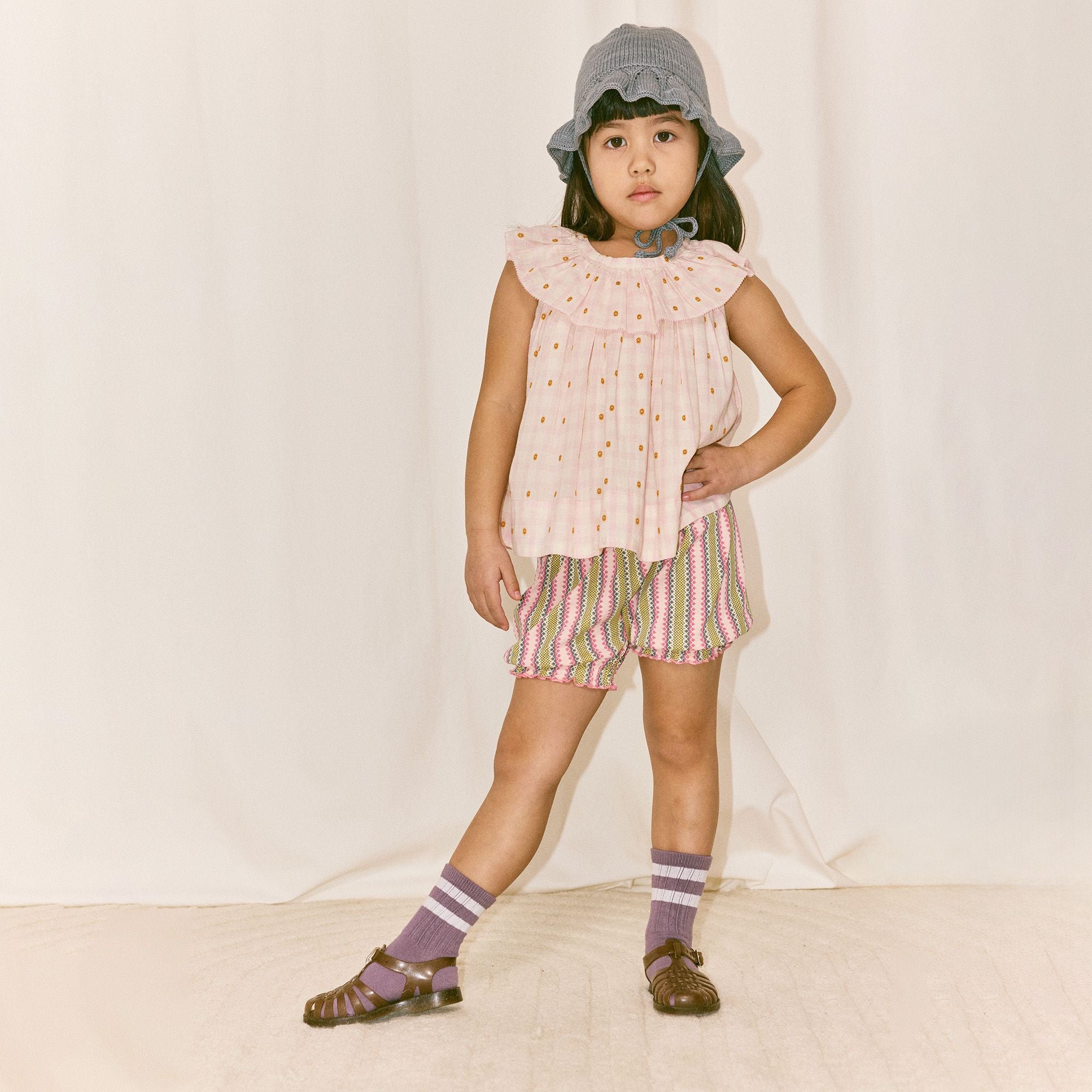 Girls Light Pink Floral Cotton Top