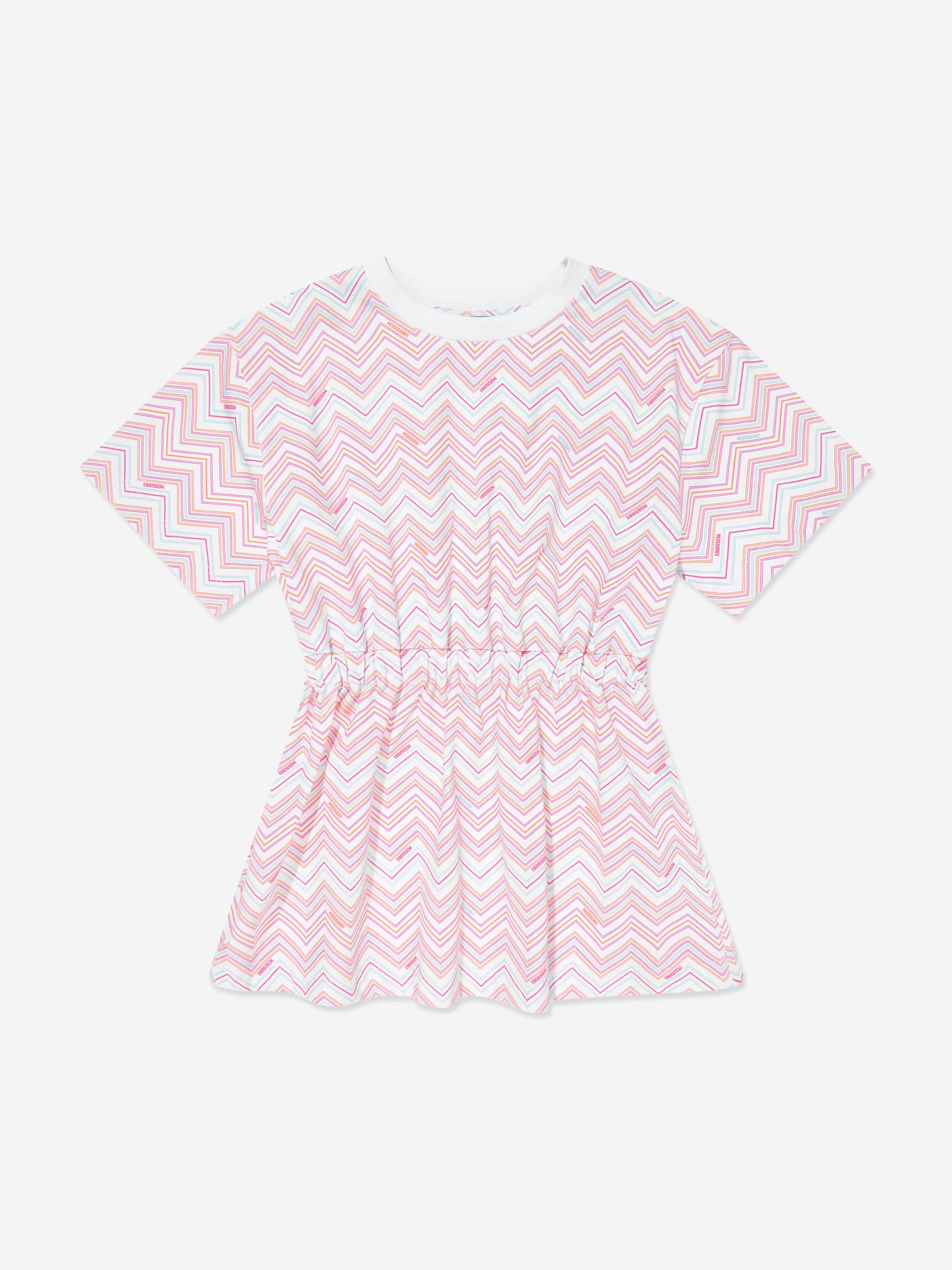 Girls Zigzag Jersey Dress in Multicolour