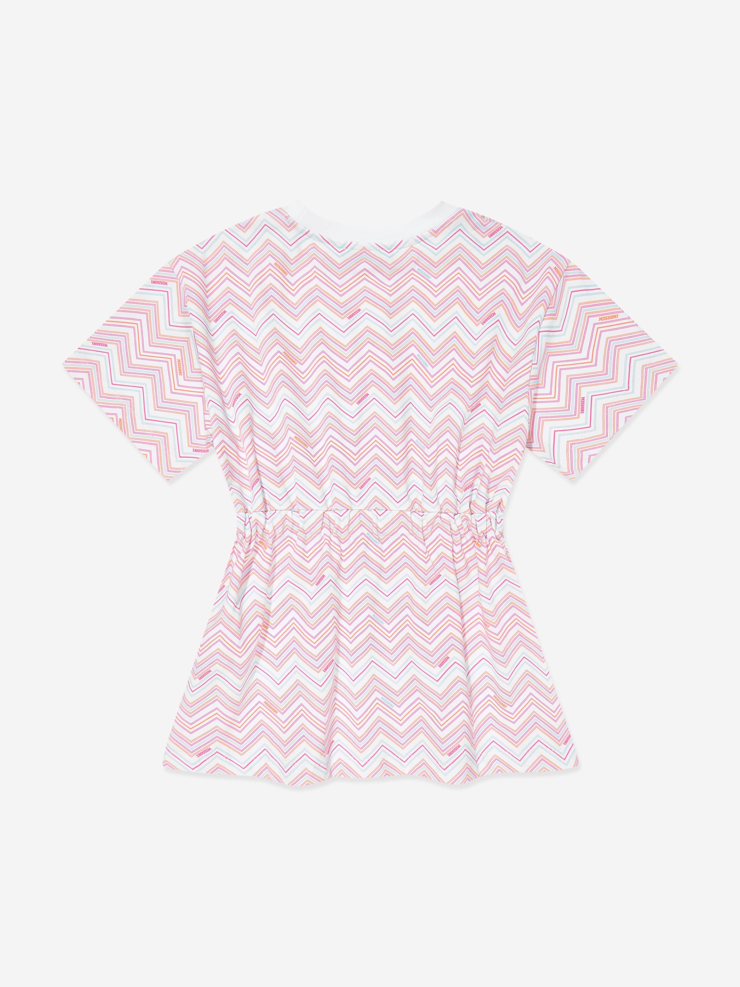 Girls Zigzag Jersey Dress in Multicolour