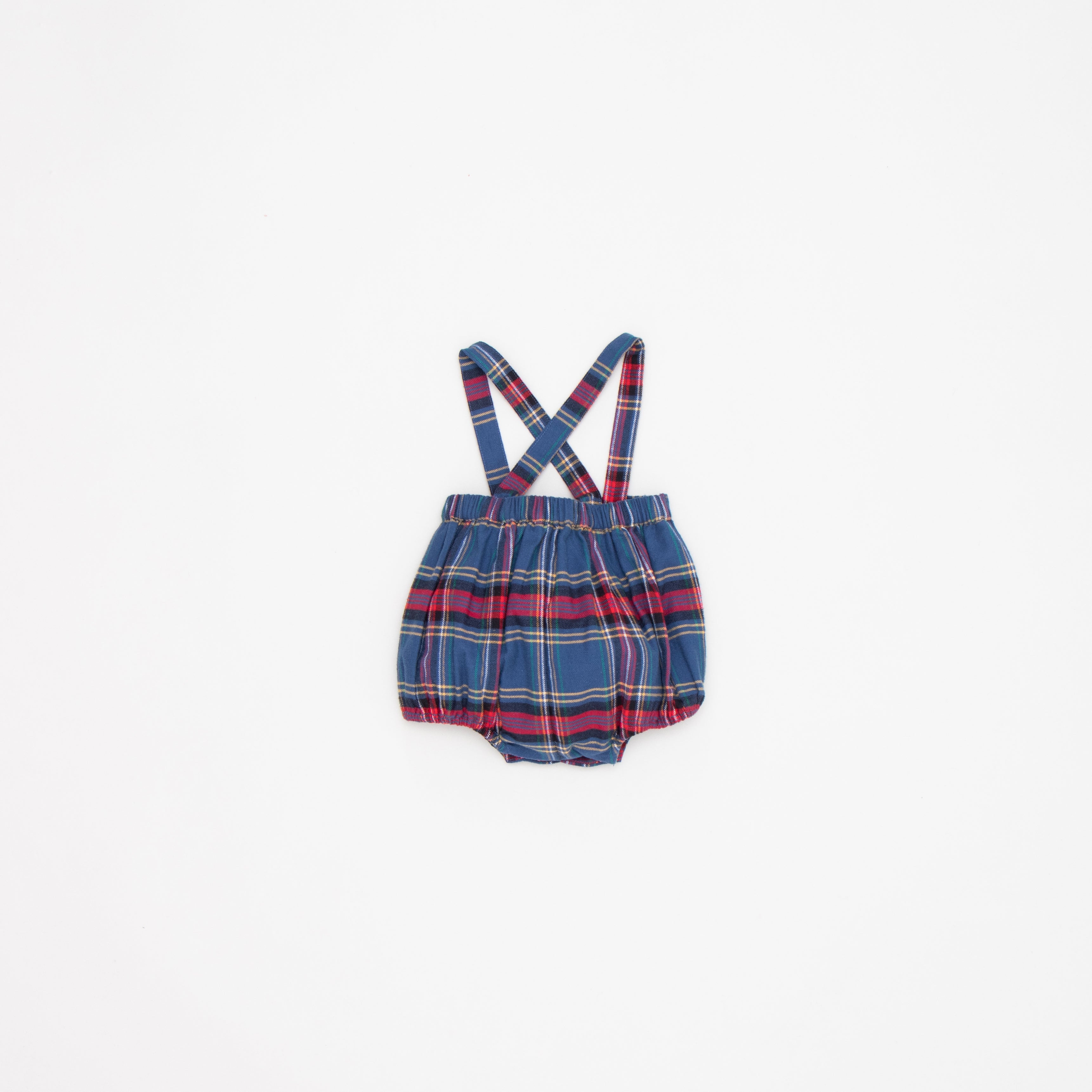 Baby Boys & Girls Blue Check Cotton Strap Shorts