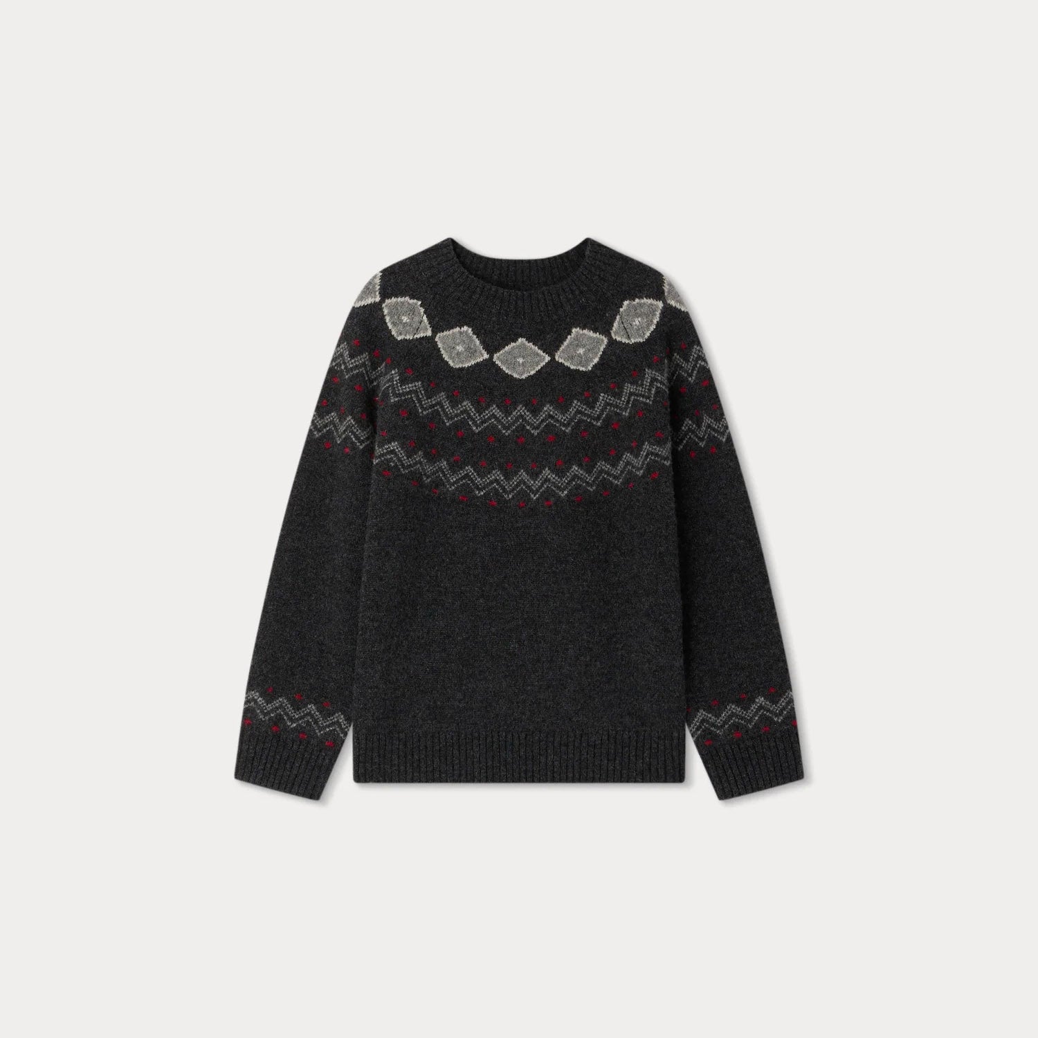 Boys Black Jacquard Wool Sweater