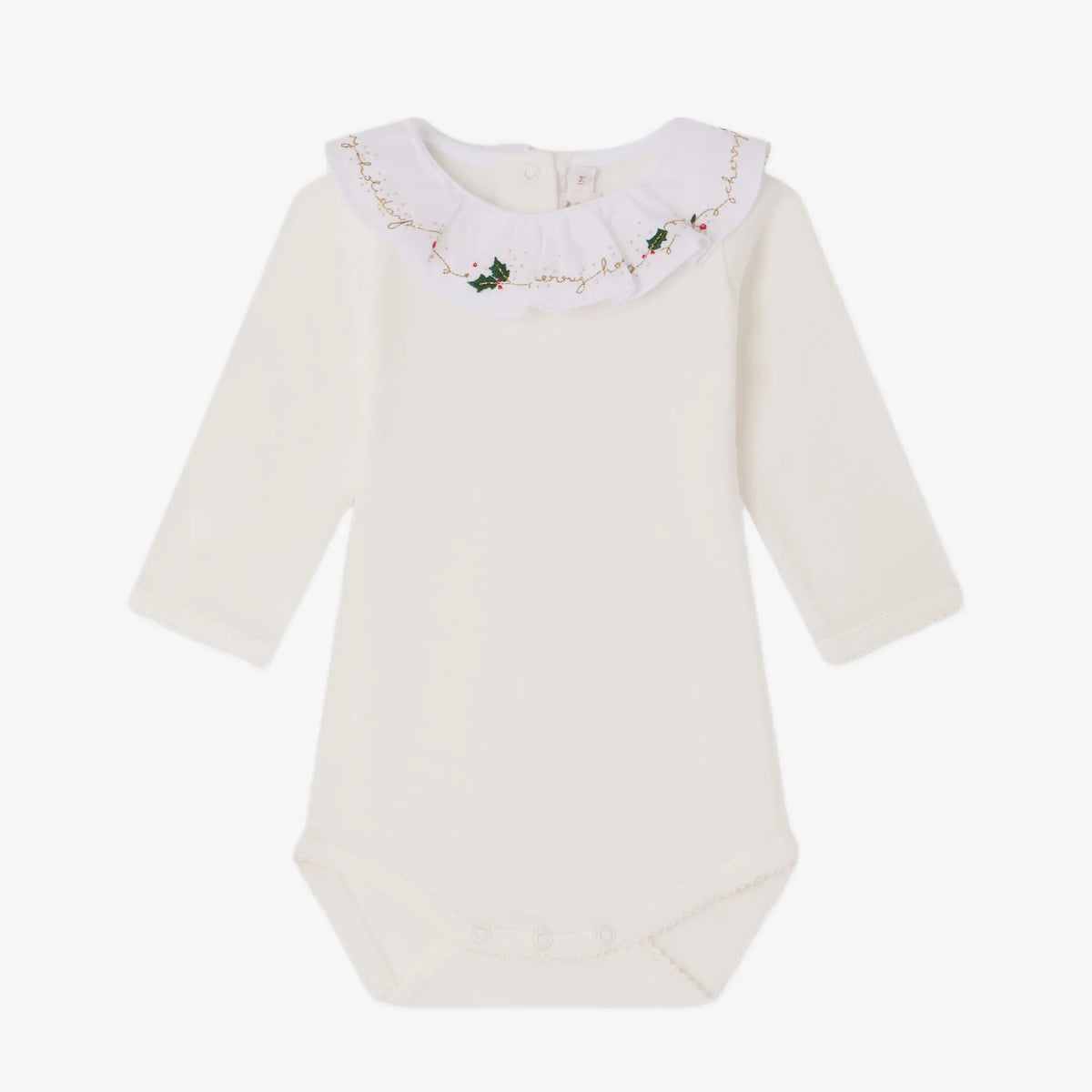 Baby Girls White Embroidered Collar Cotton Babysuit