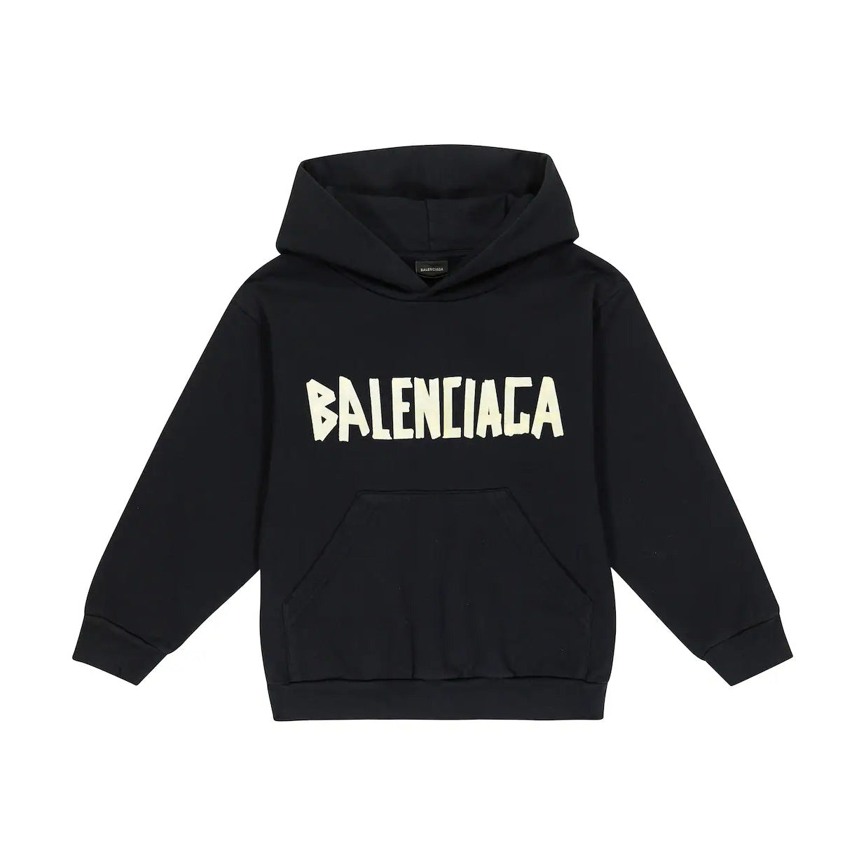 Boys Black Hooded Cotton Sweatshirt