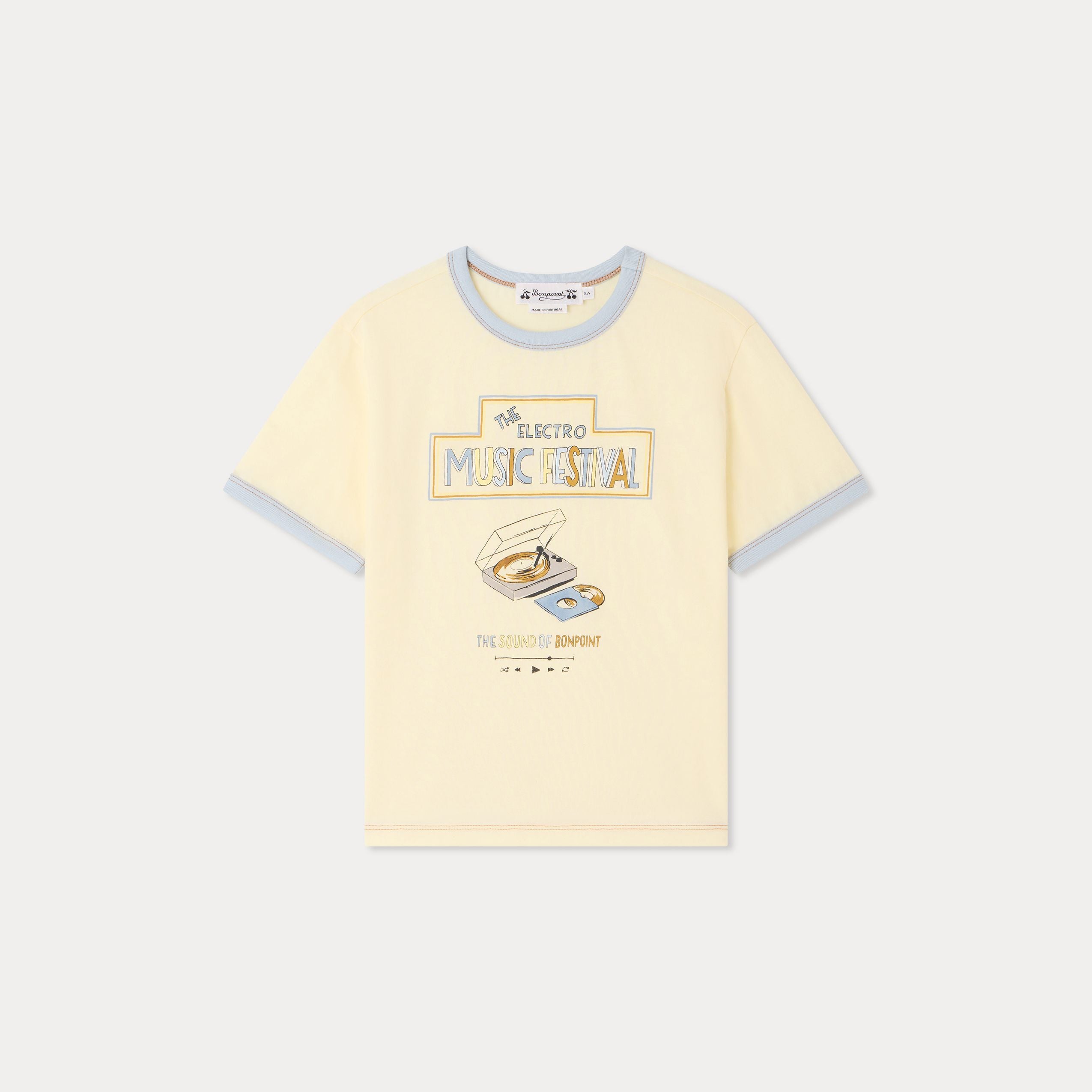 Boys Light Yellow Printed Cotton T-Shirt
