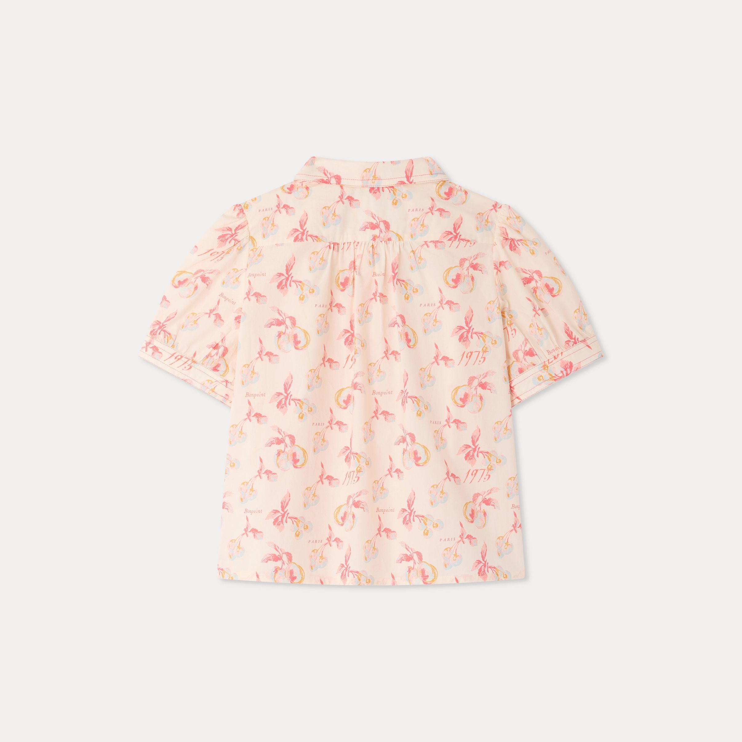 Girls Pink Cherry Printed Cotton Shirt