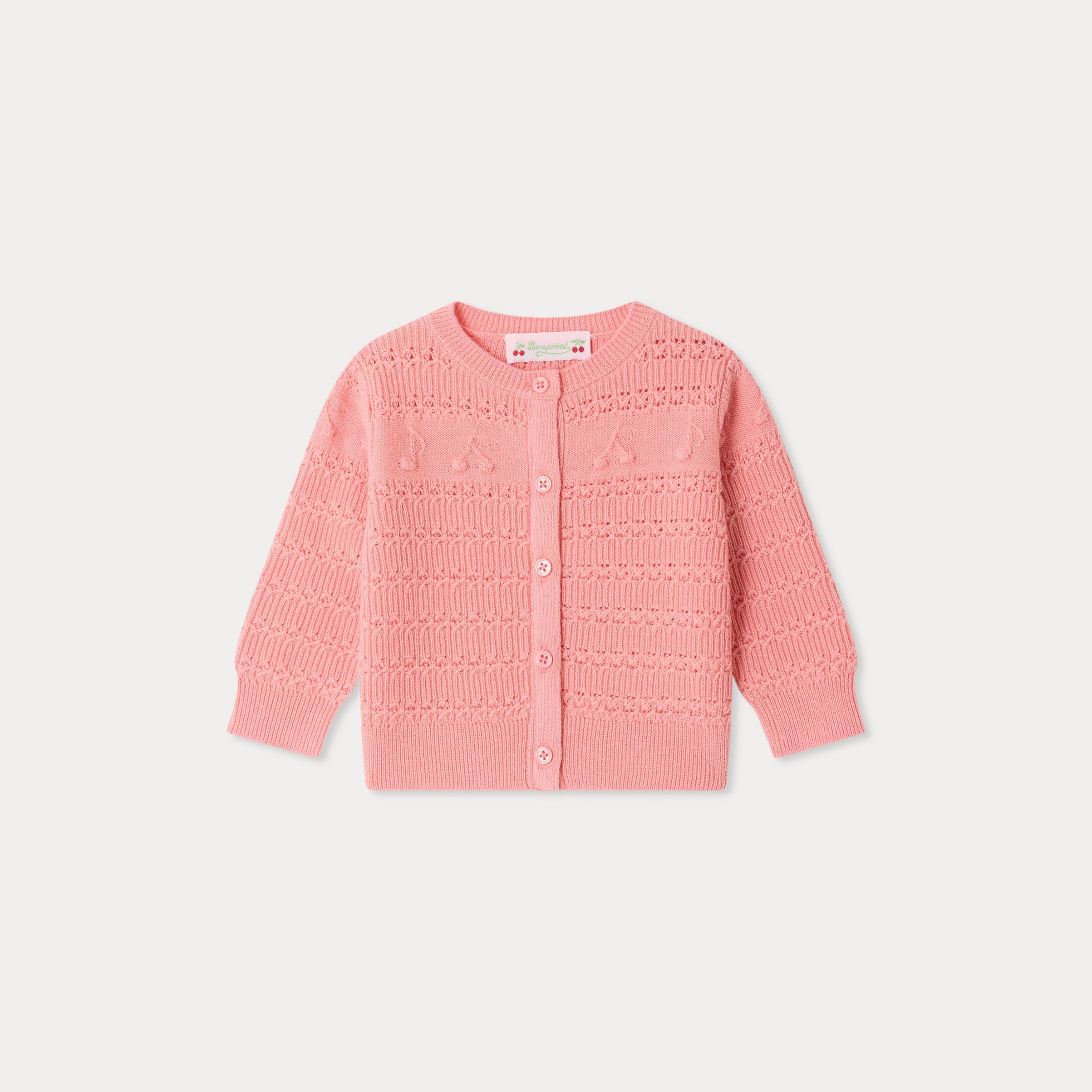 Baby Girls Pink Wool Knit Cardigan