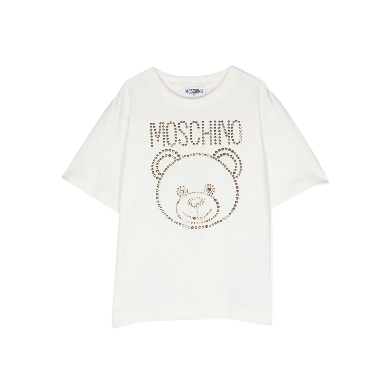 Girls White Teddy Cotton T-Shirt