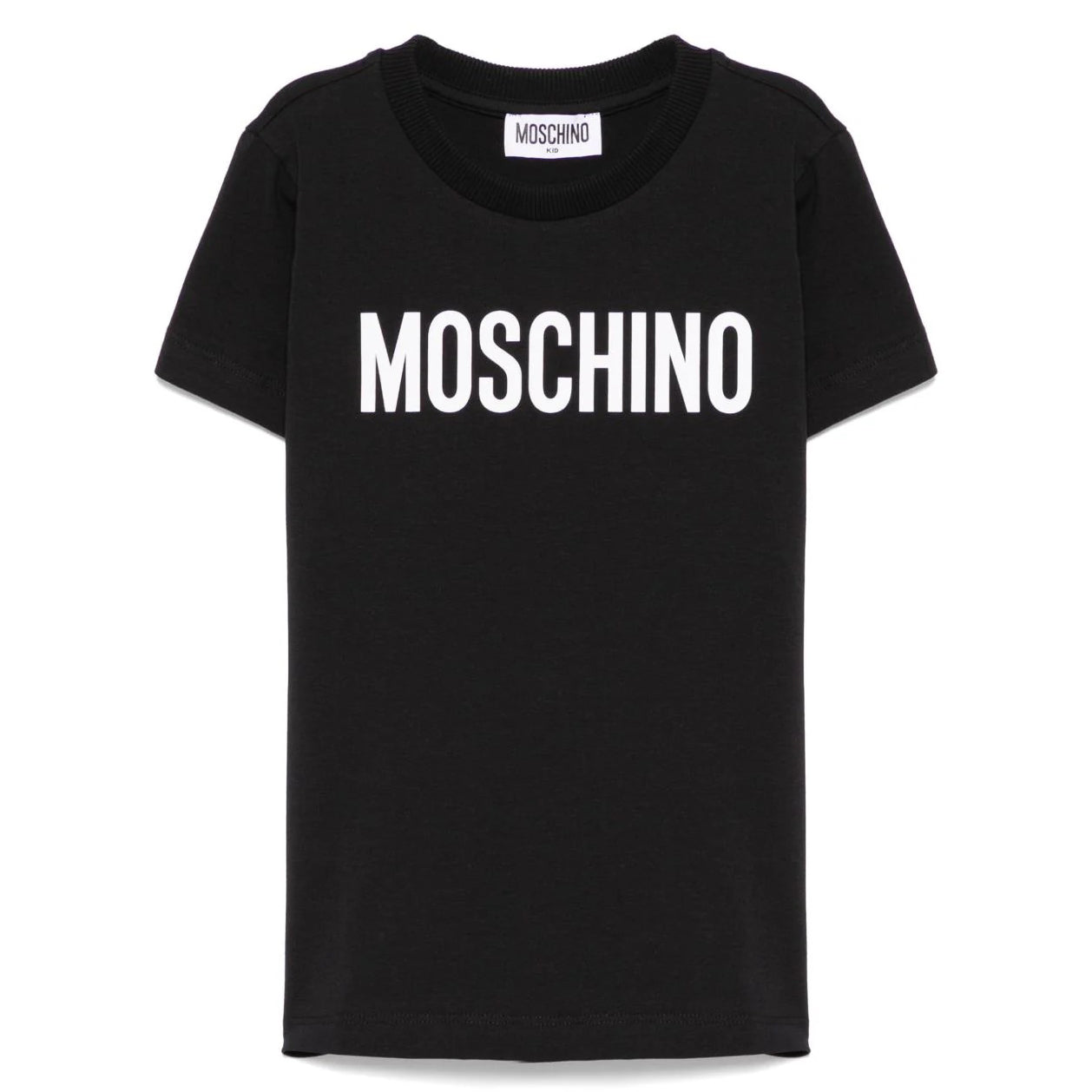 Boys & Girls Black Printed Logo Cotton T-Shirt