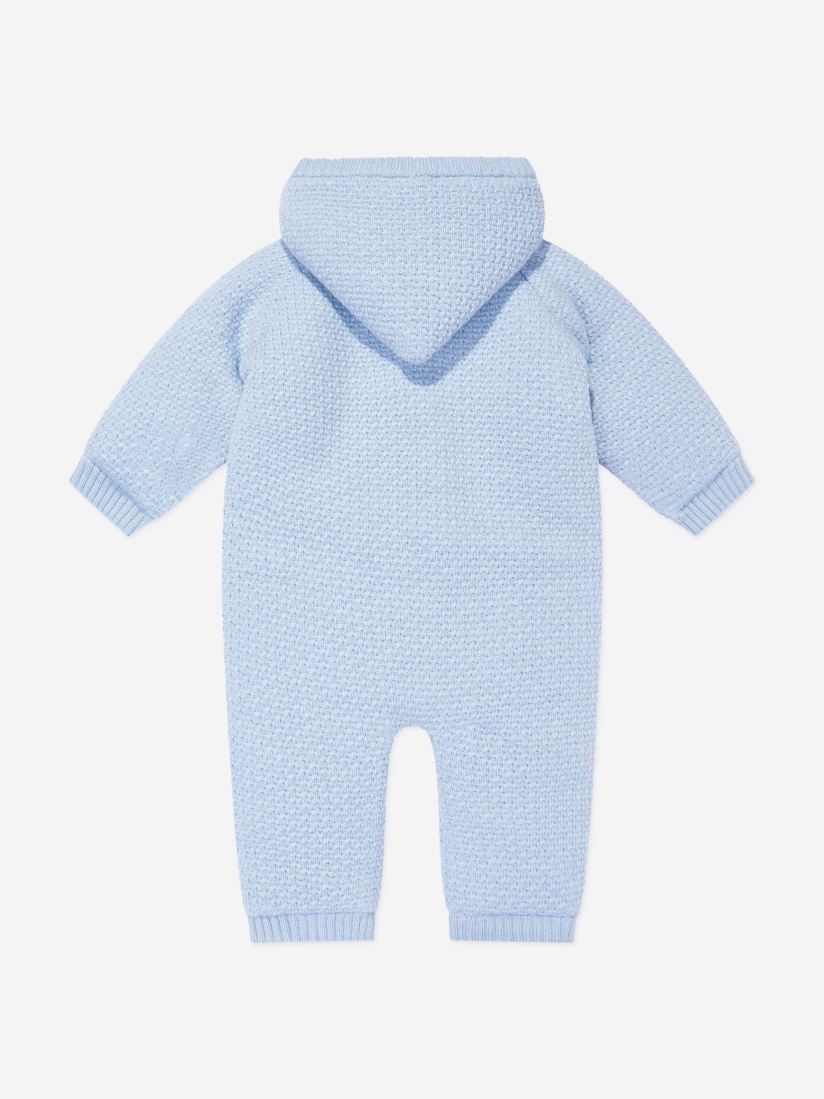 Baby Boys Wool Pramsuit With Booties in Blue