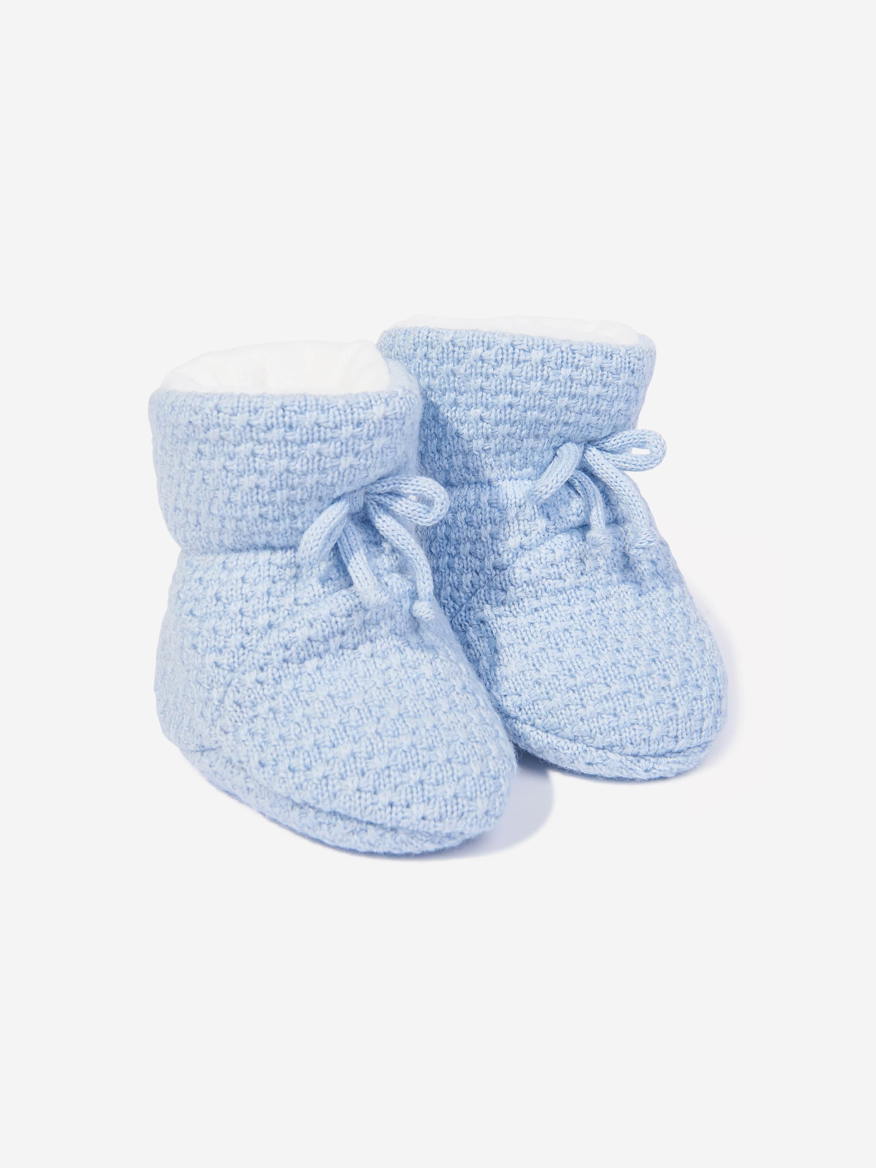 Baby Boys Wool Pramsuit With Booties in Blue