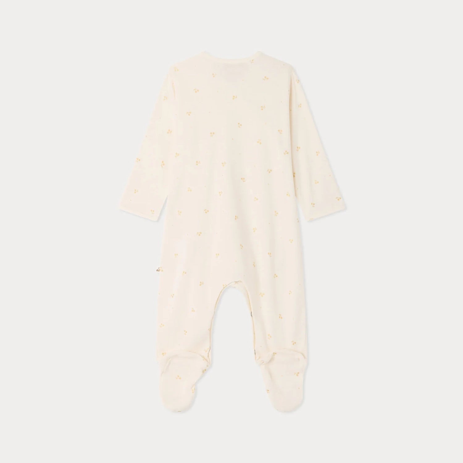 Baby Girls Beige Cherry Printed Cotton Babysuit