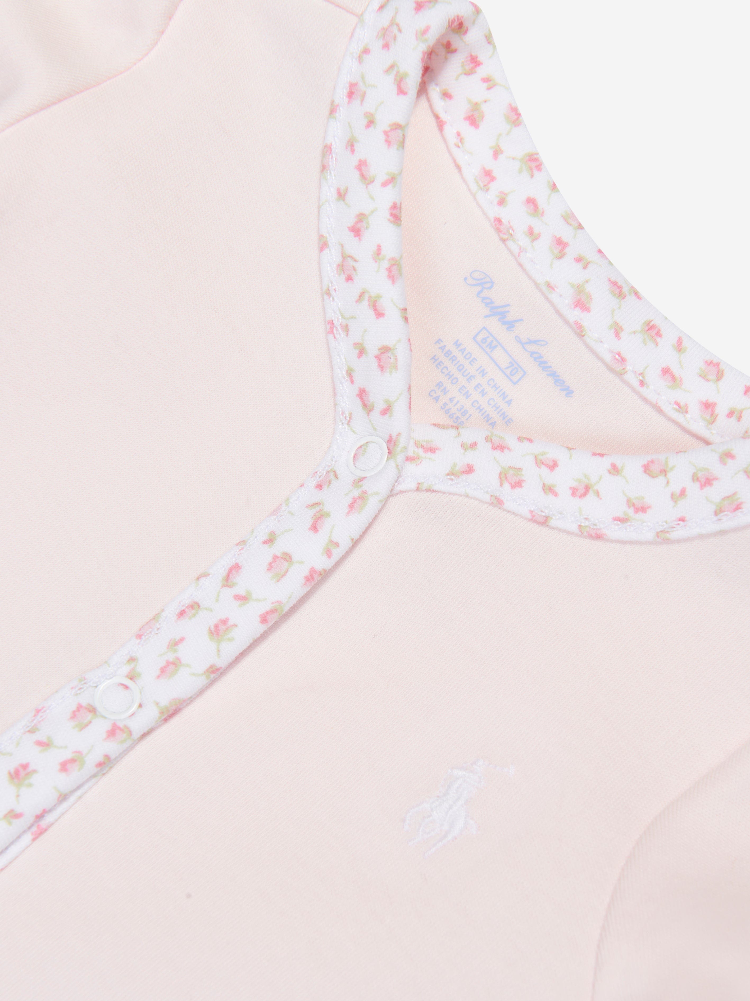 Ralph Lauren Baby Girls Cotton Babygrow in Pink