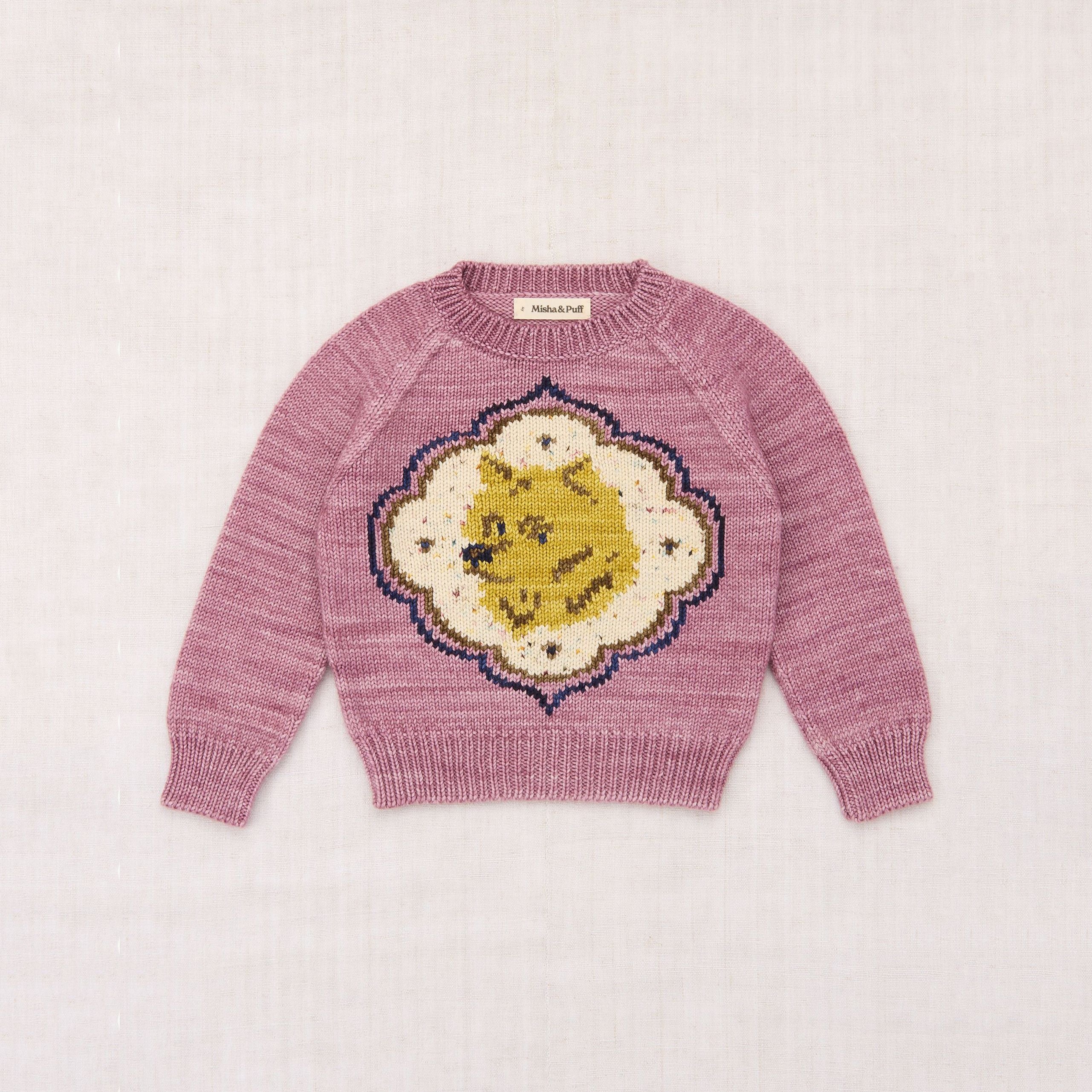 Boys & Girls Pink Dog Jacquard Wool Sweater