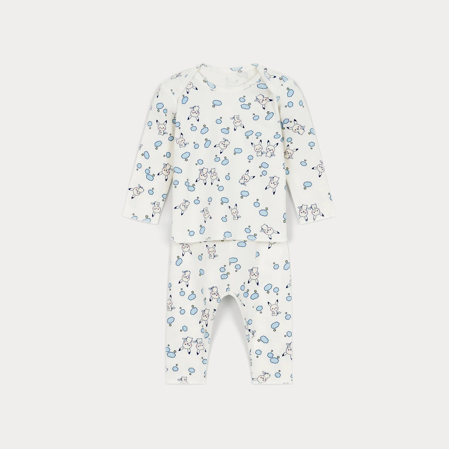 Baby Boys & Girls White Printed Cotton Set