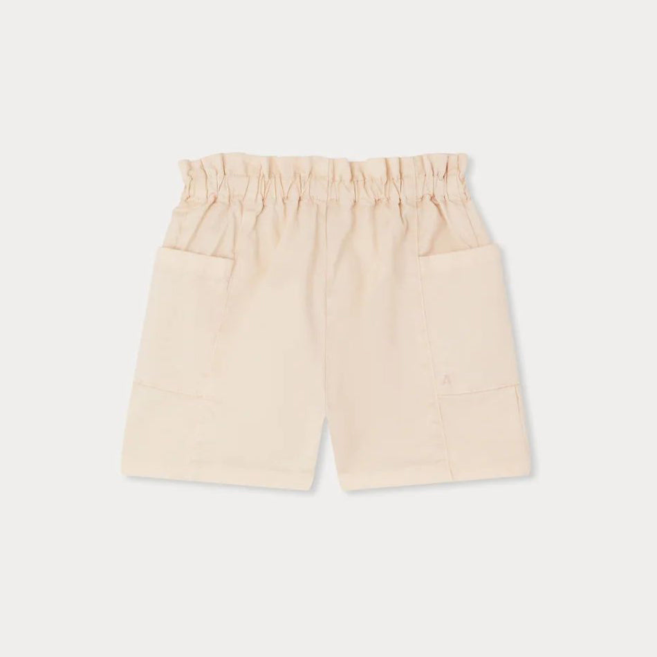 Girls Light Orange Cotton Shorts