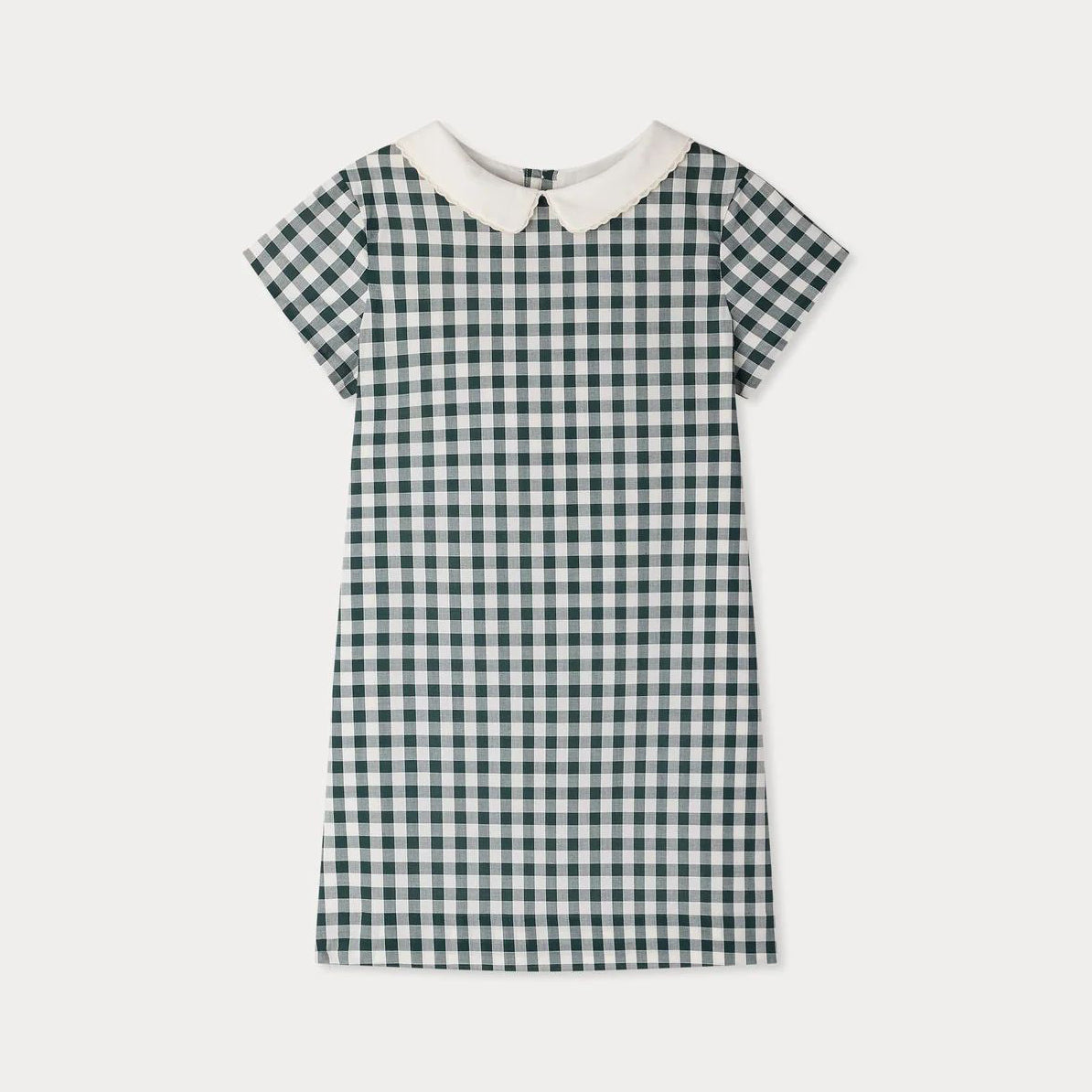 Girls Green Check Cotton Dress