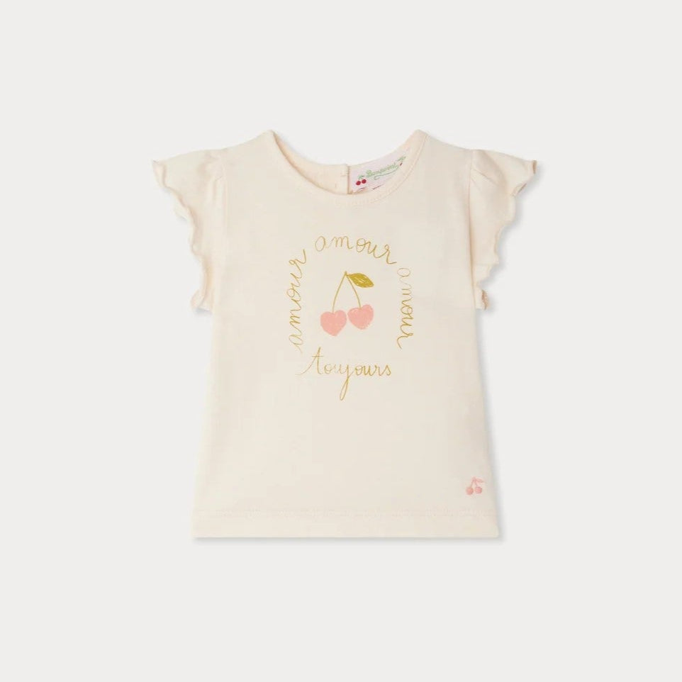 Baby Girls Light Pink Printed Cotton T-Shirt