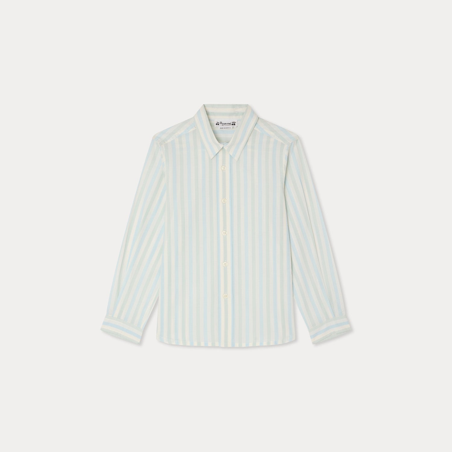Boys Blue & Green Stripes Cotton Shirt
