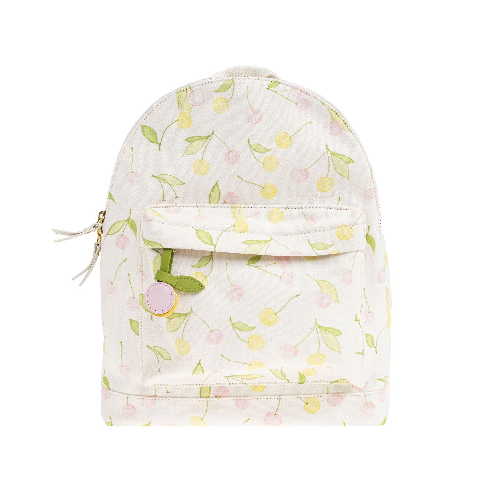 Girls White Cherry Printed Backpack(H36 x W27cm)