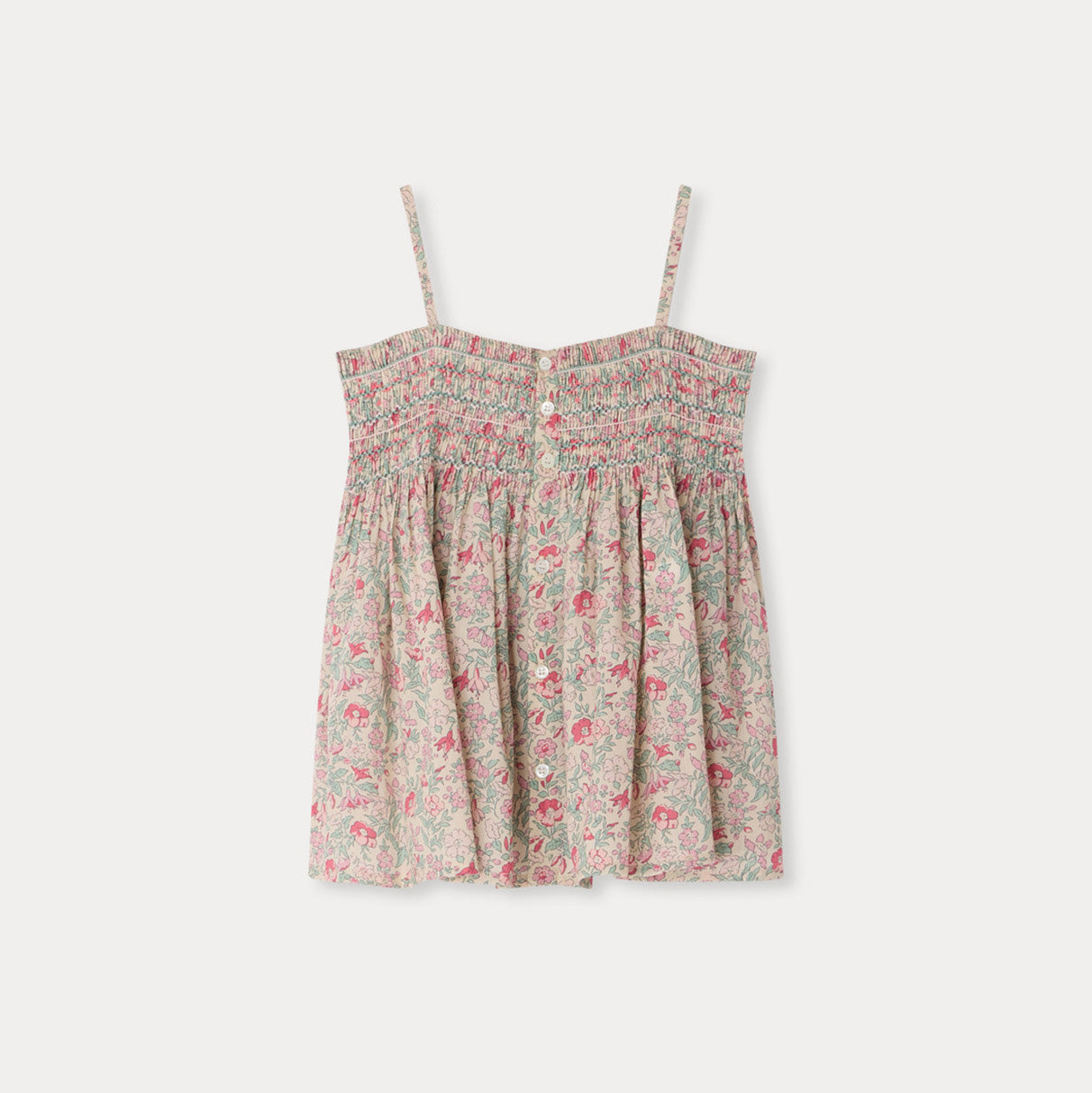 Girls Pink Floral Cotton Strap Top